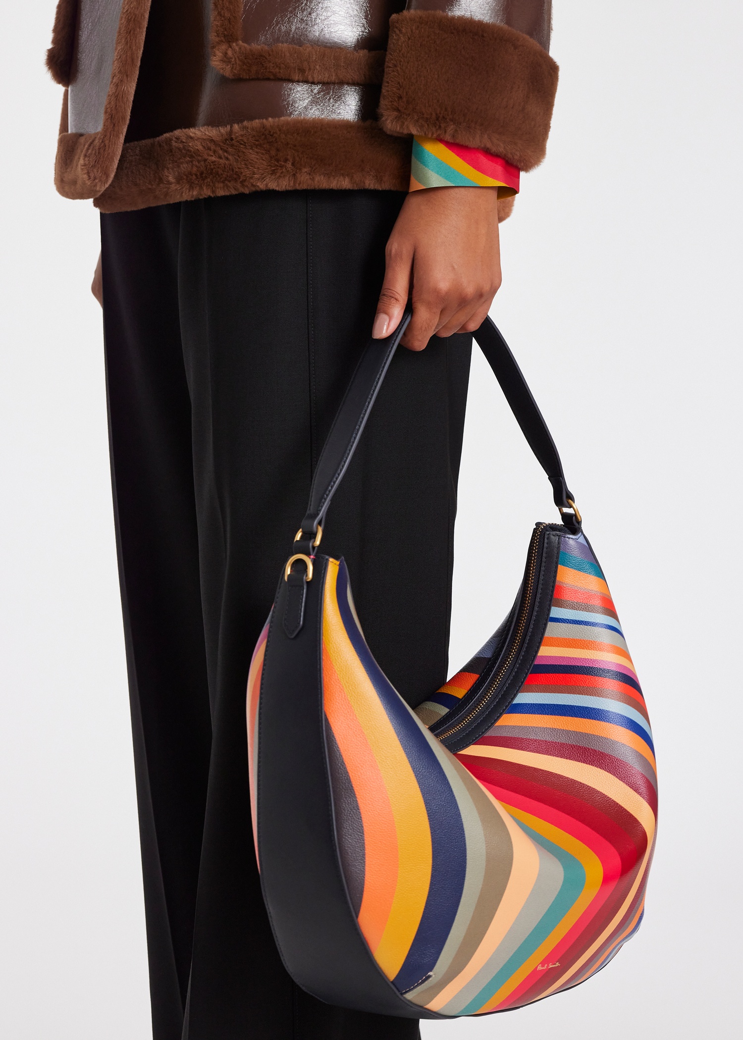 Women's 'Swirl' Leather Medium Round Hobo Bag - 8