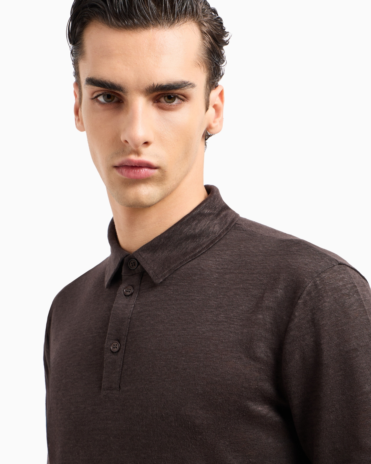 Short-sleeved polo shirt in pure linen jersey - 5