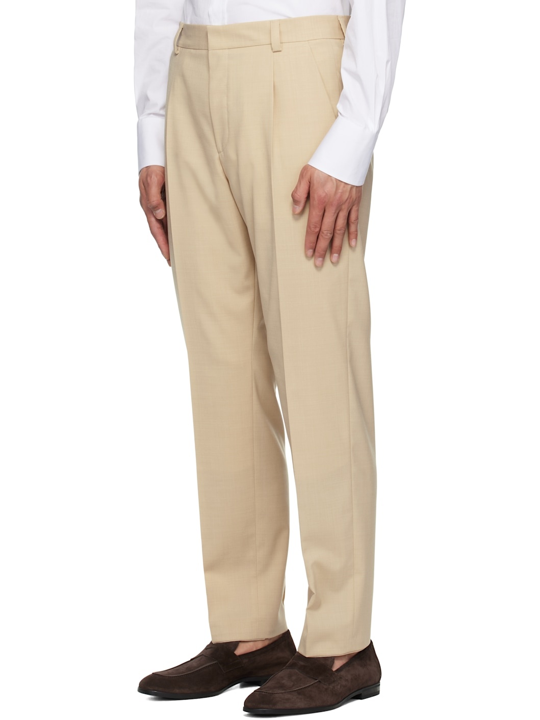 Beige Single-Breasted Suit - 4