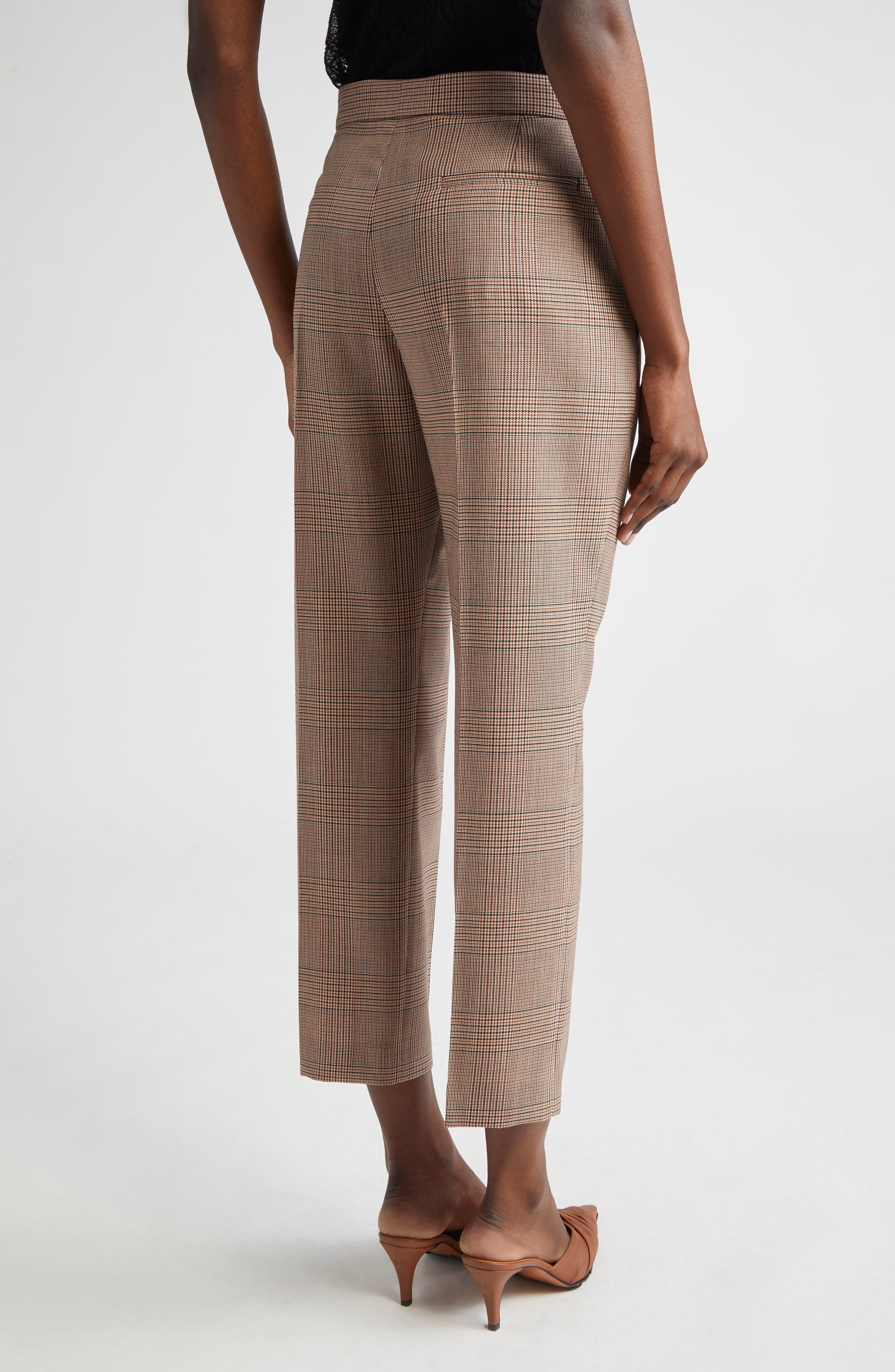McQueen Prince of Wales Wool Cigarette Pants in Ivory-Black-Tobacco at Nordstrom - 3