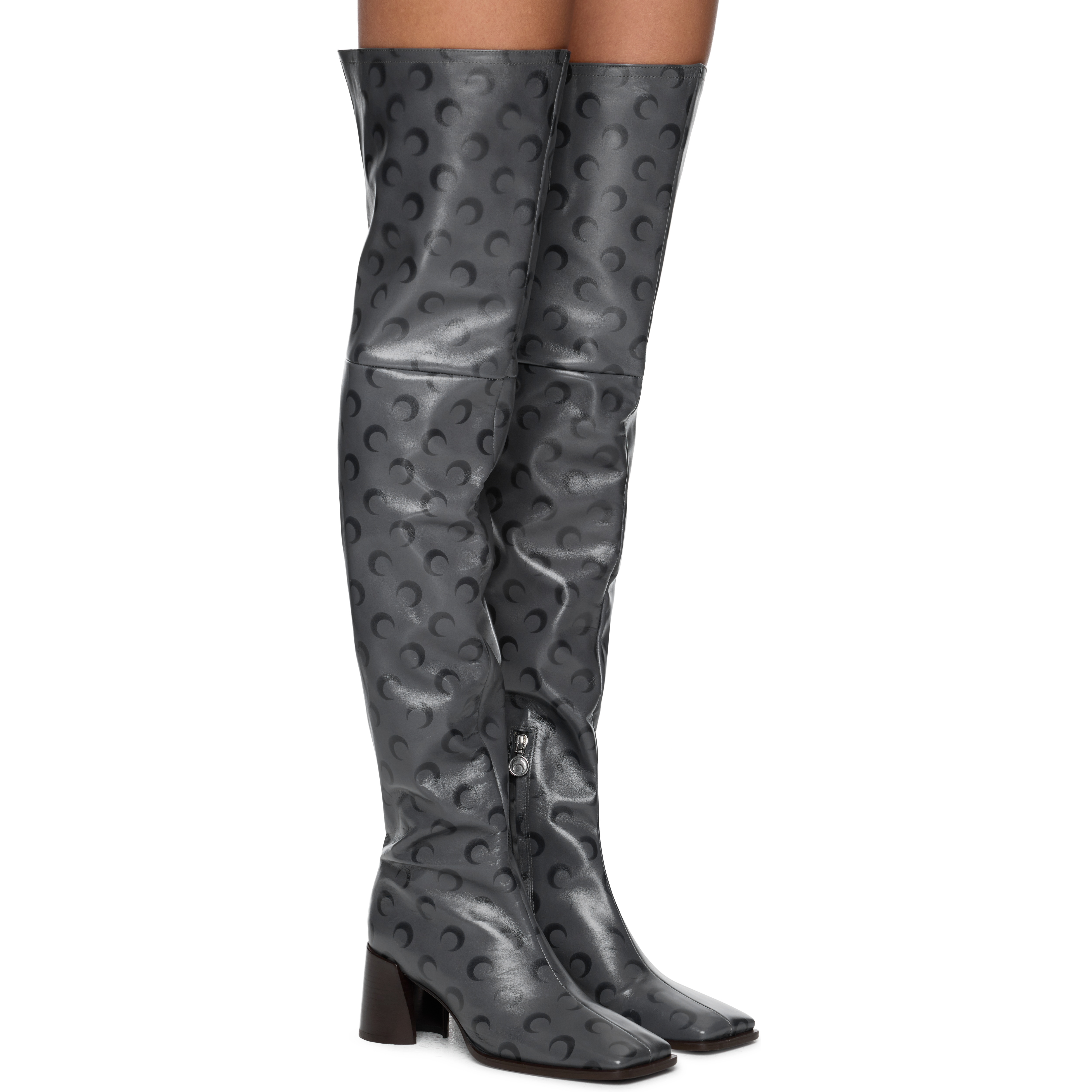 Moon Airbrushed Leather MS Block Thigh Boots - 2