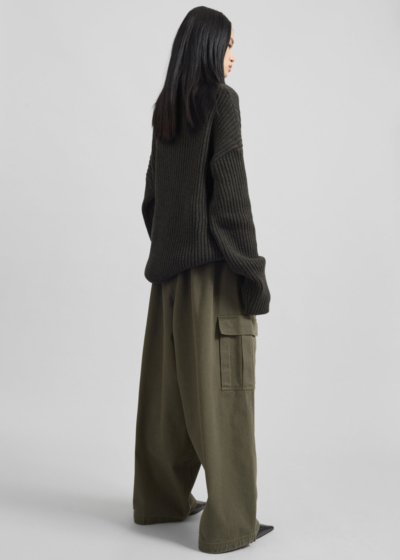 Thelma Ribbed Sweater Dress - Khaki 11