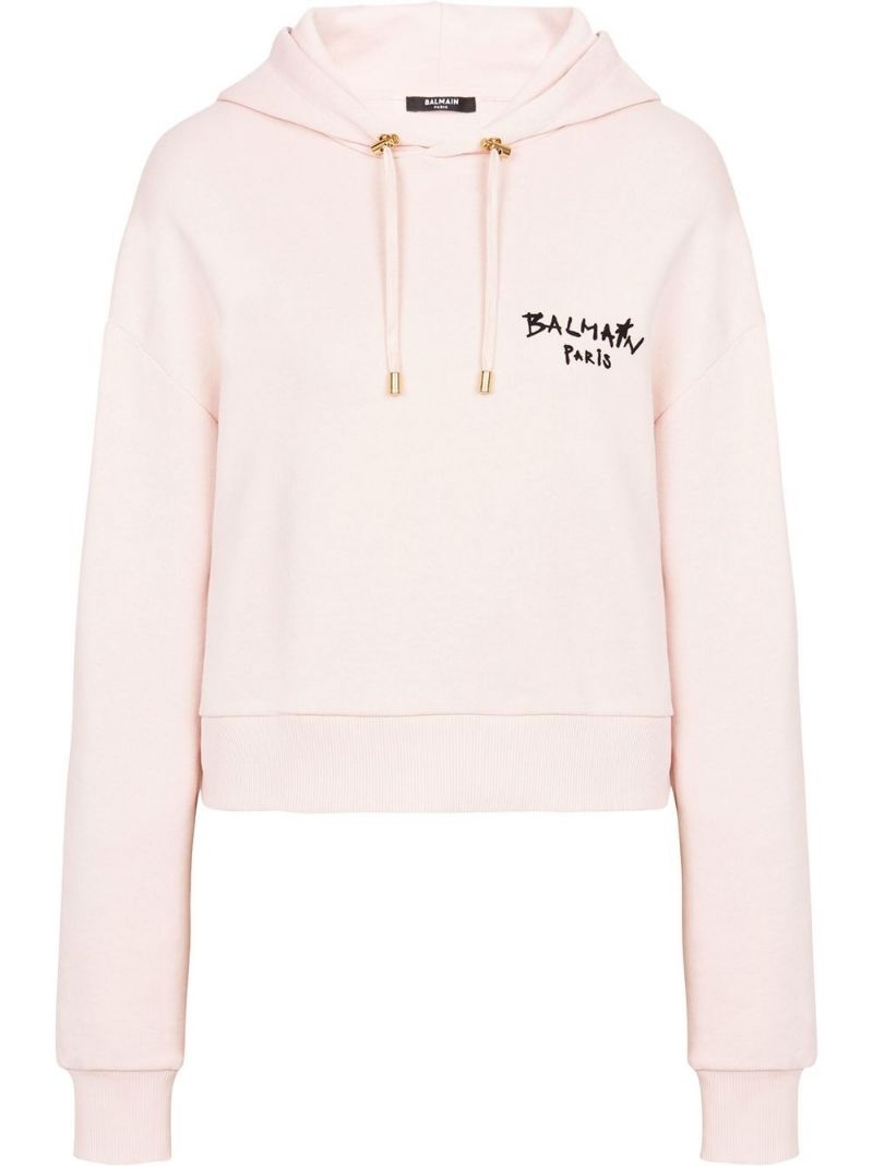 logo print hooded sweatshirt - 1