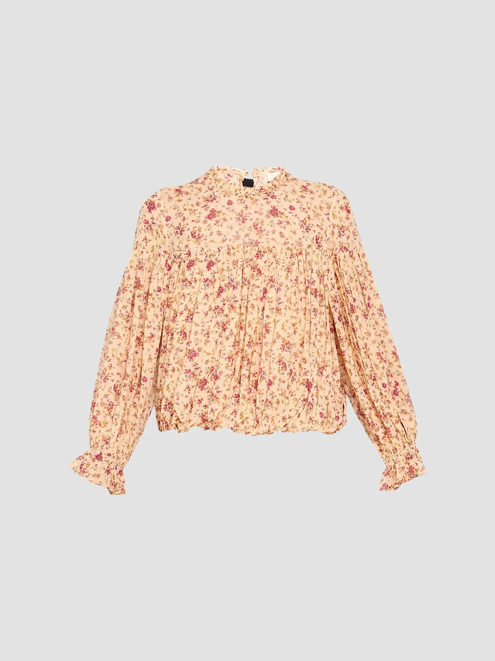 Women's Pearl Silk Blouse - Blush Mille Fleur - 1
