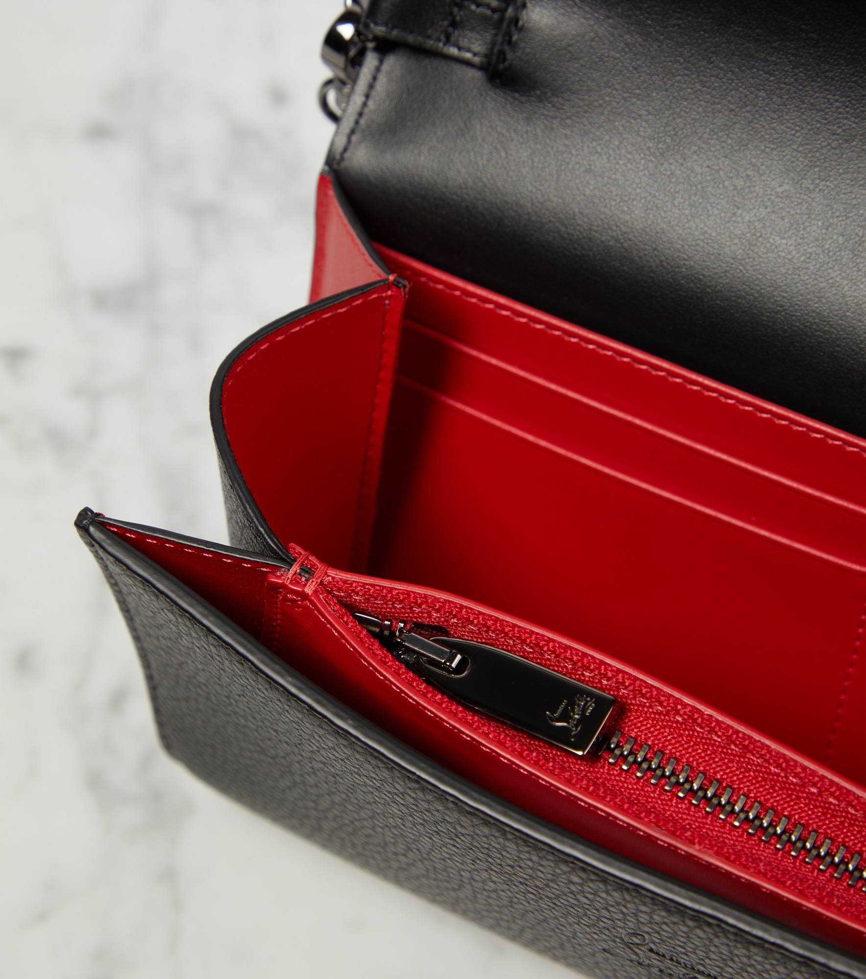 Logo leather wallet on chain - 3