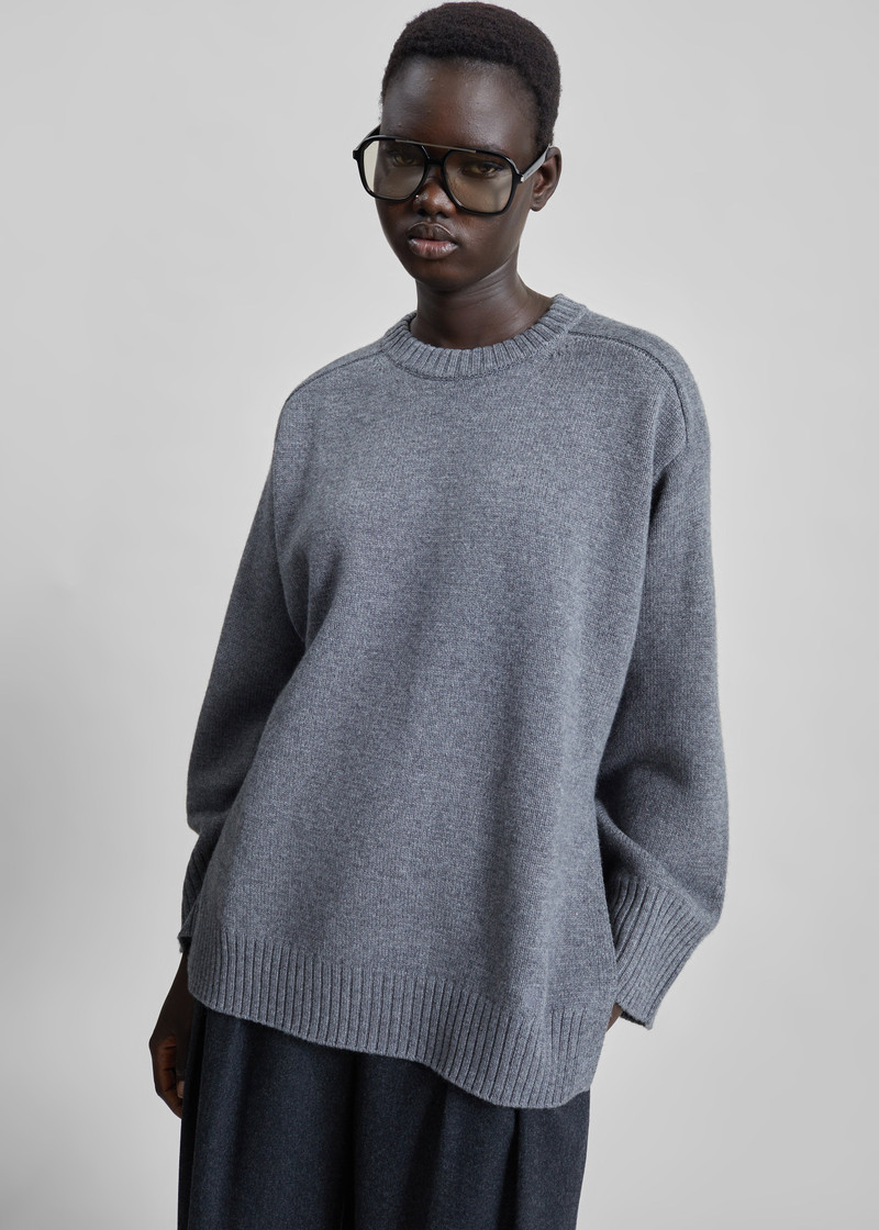 Loulou de Saison Safi LDS Cashmere Blend Sweater - Anthracite Melange 3