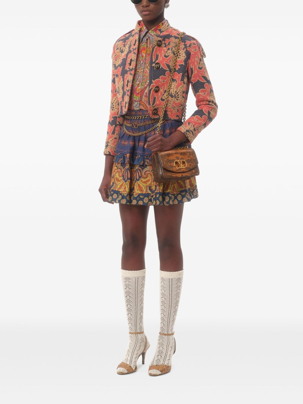 cropped jacquard jacket - 2