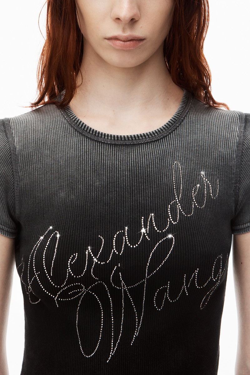 Crystal Hotfix Tee in Ribbed Jersey 3