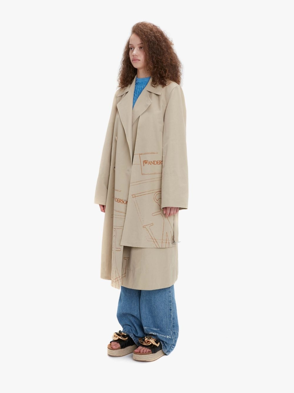 LOGO PRINT TRENCH COAT - 4