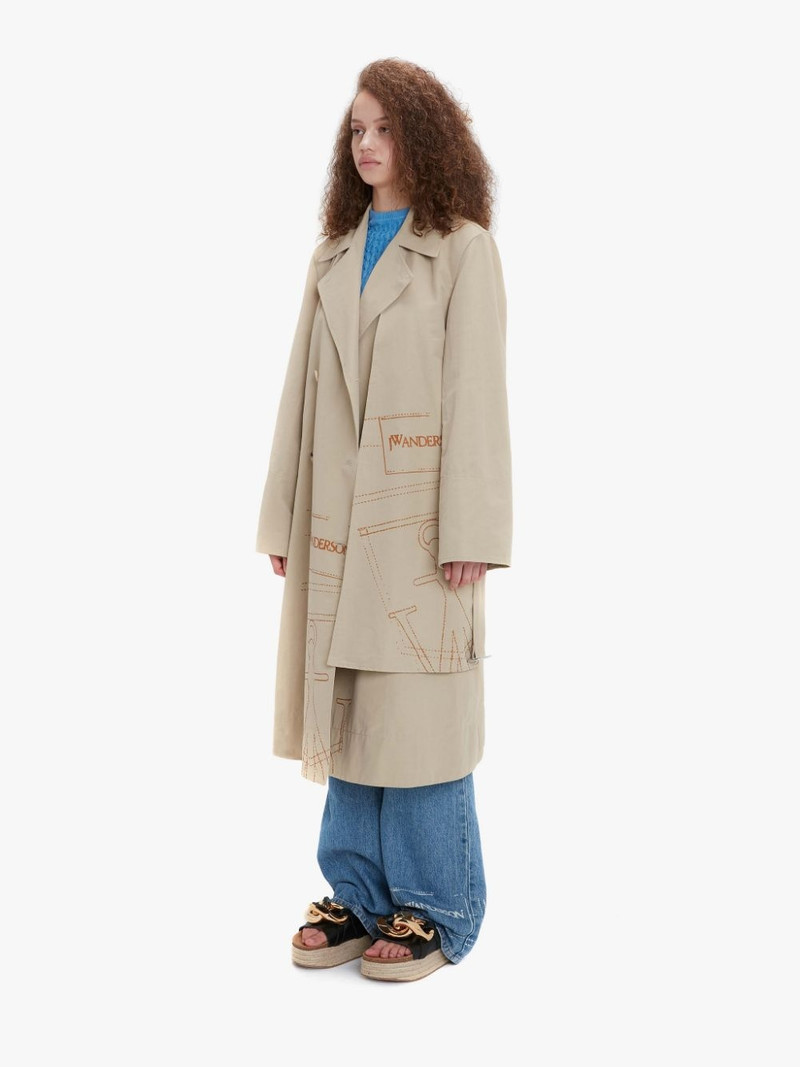 LOGO PRINT TRENCH COAT 4