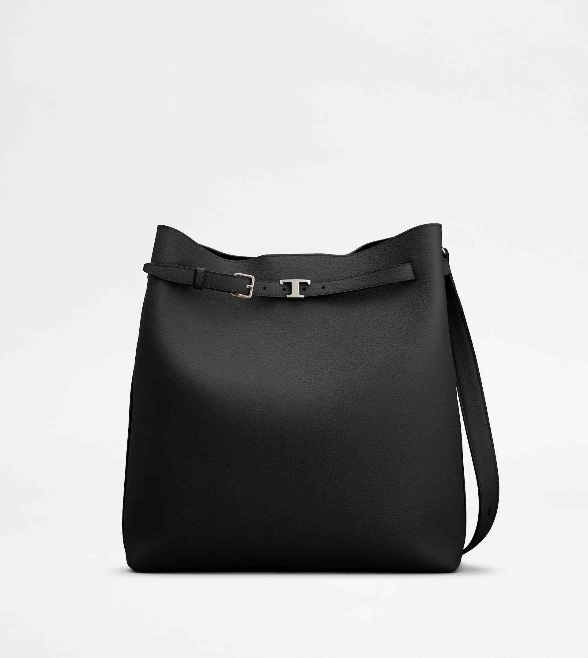 HOBO BAG IN LEATHER MEDIUM - BLACK - 1
