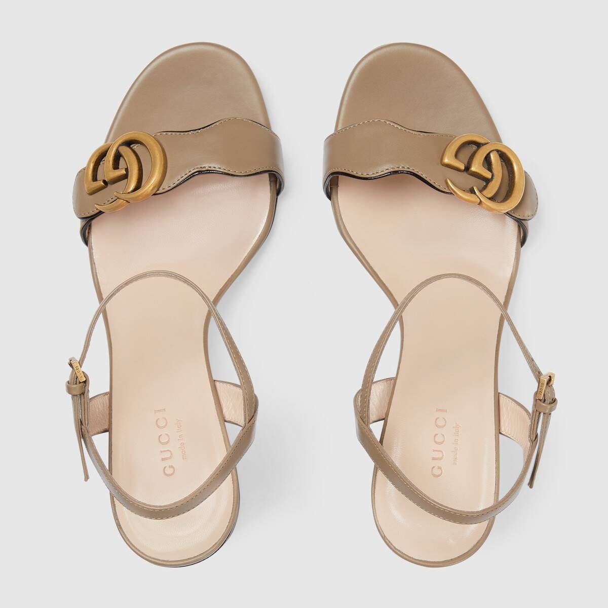 Leather mid-heel sandal with Double G - 3