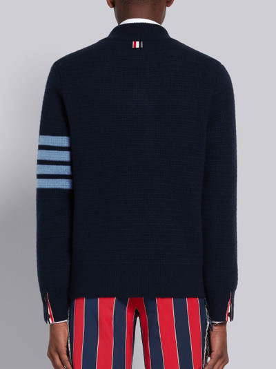 Thom Browne Navy Overwashed Wool Cashmere Cardigan Stitch Tonal 4-Bar Shawl Pullover outlook