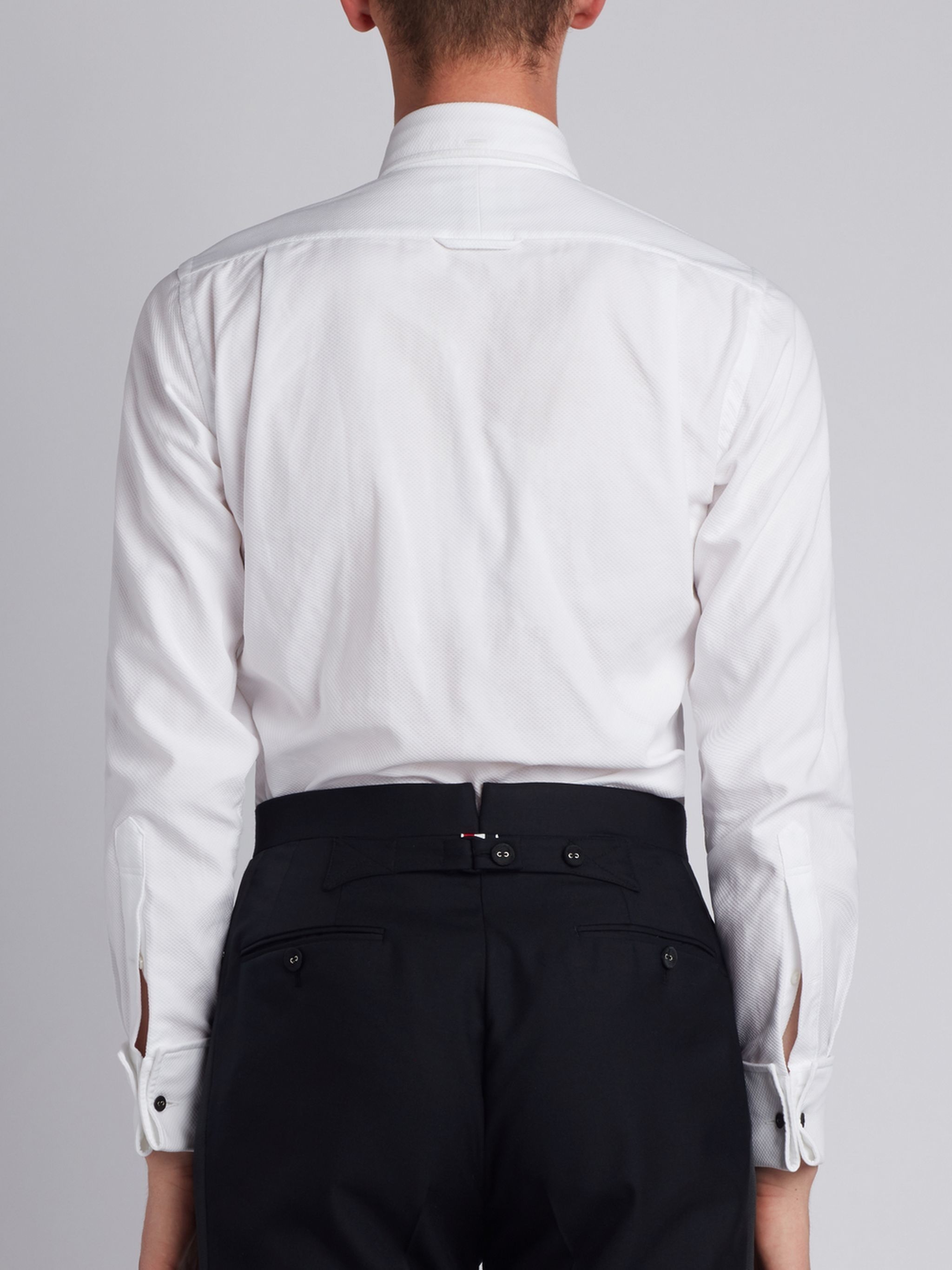 White Solid Poplin Classic Tuxedo Shirt - 2