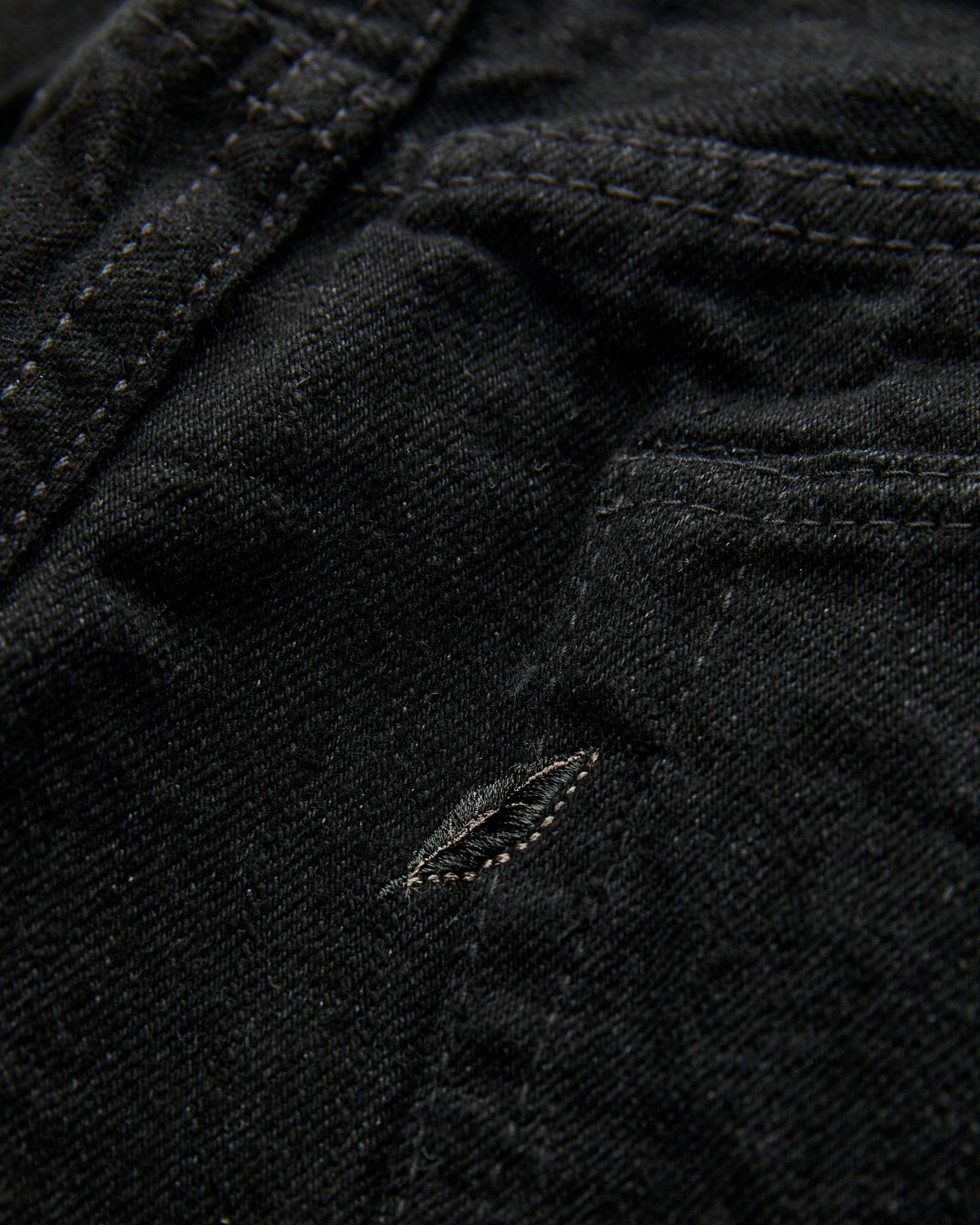 XX-003-BK 14oz Rinsed Double Black Selvedge Denim - Regular Straight Fit - 5