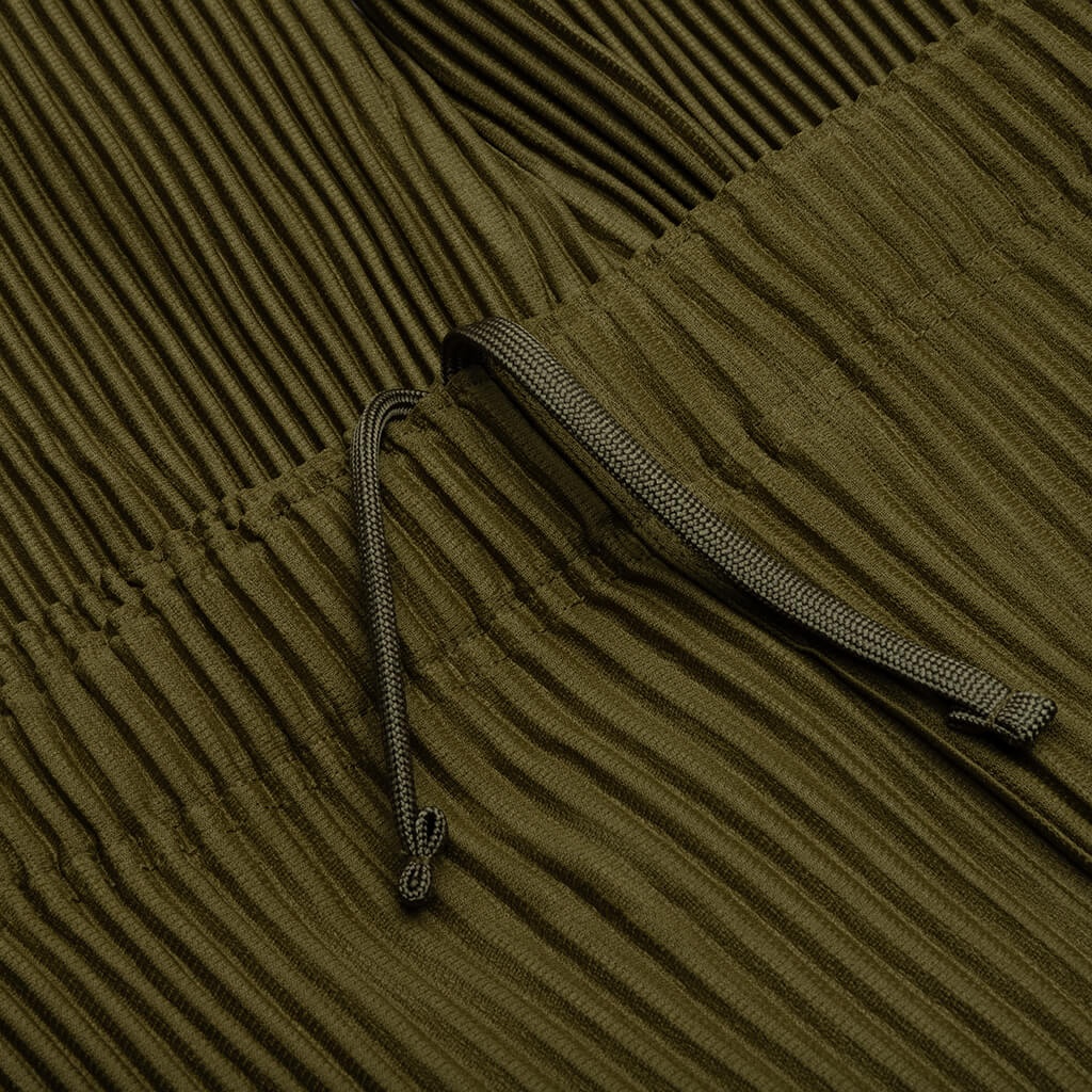 COLOR PLEATS PANTS - OLIVE KHAKI - 4