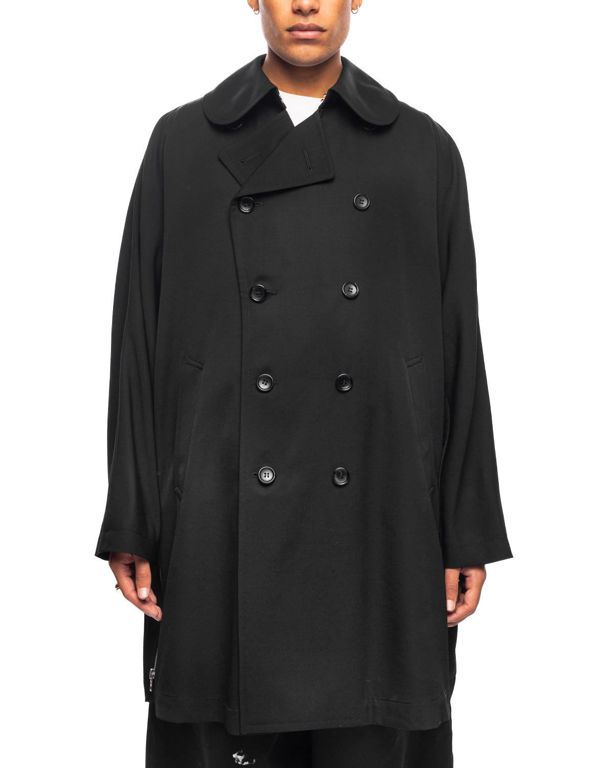 Comme des Garçons Black Black Double-Breasted Trench Coat