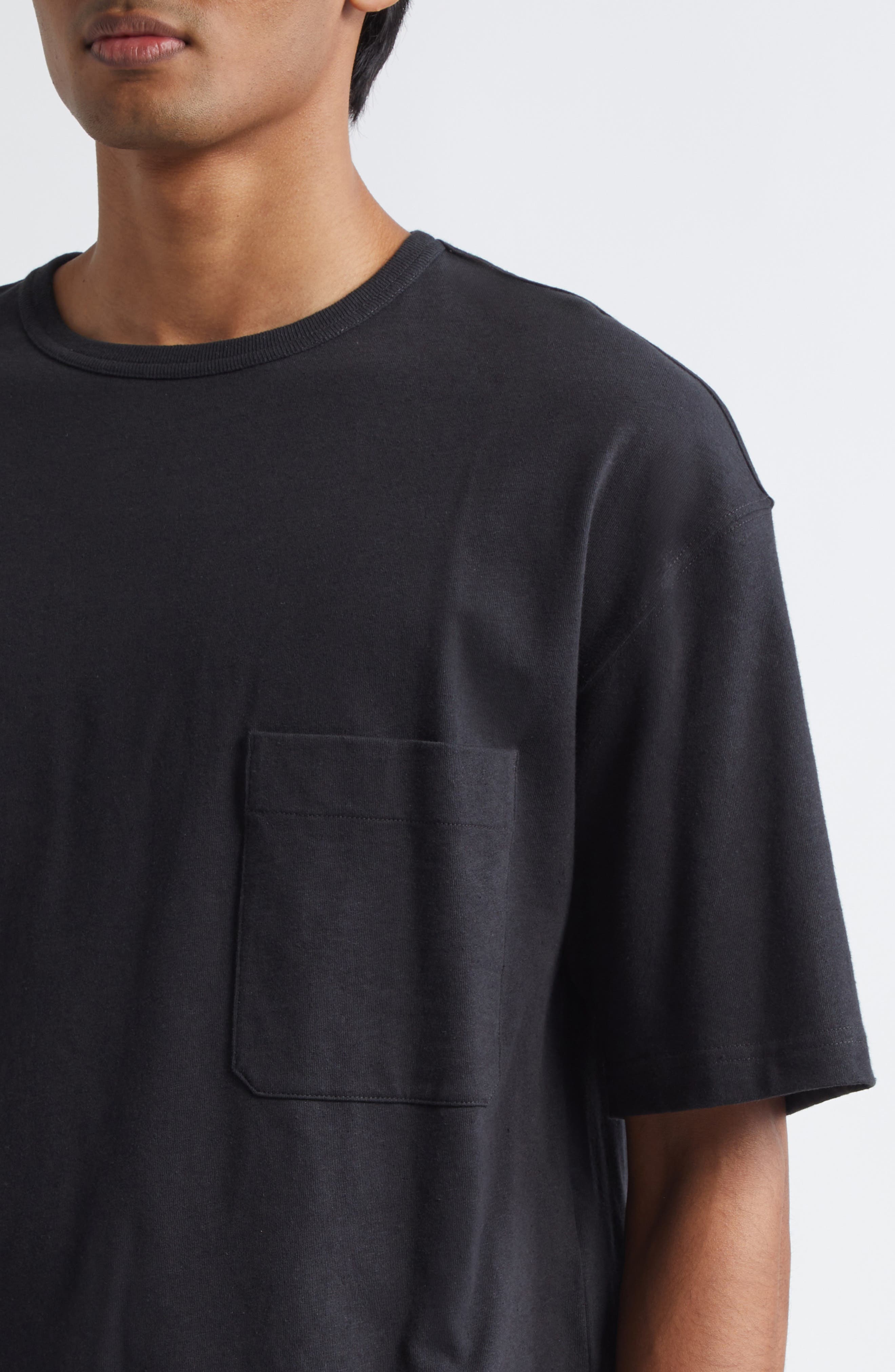 Lemaire Boxy Cotton & Linen T-Shirt in Jet Black at Nordstrom - 4
