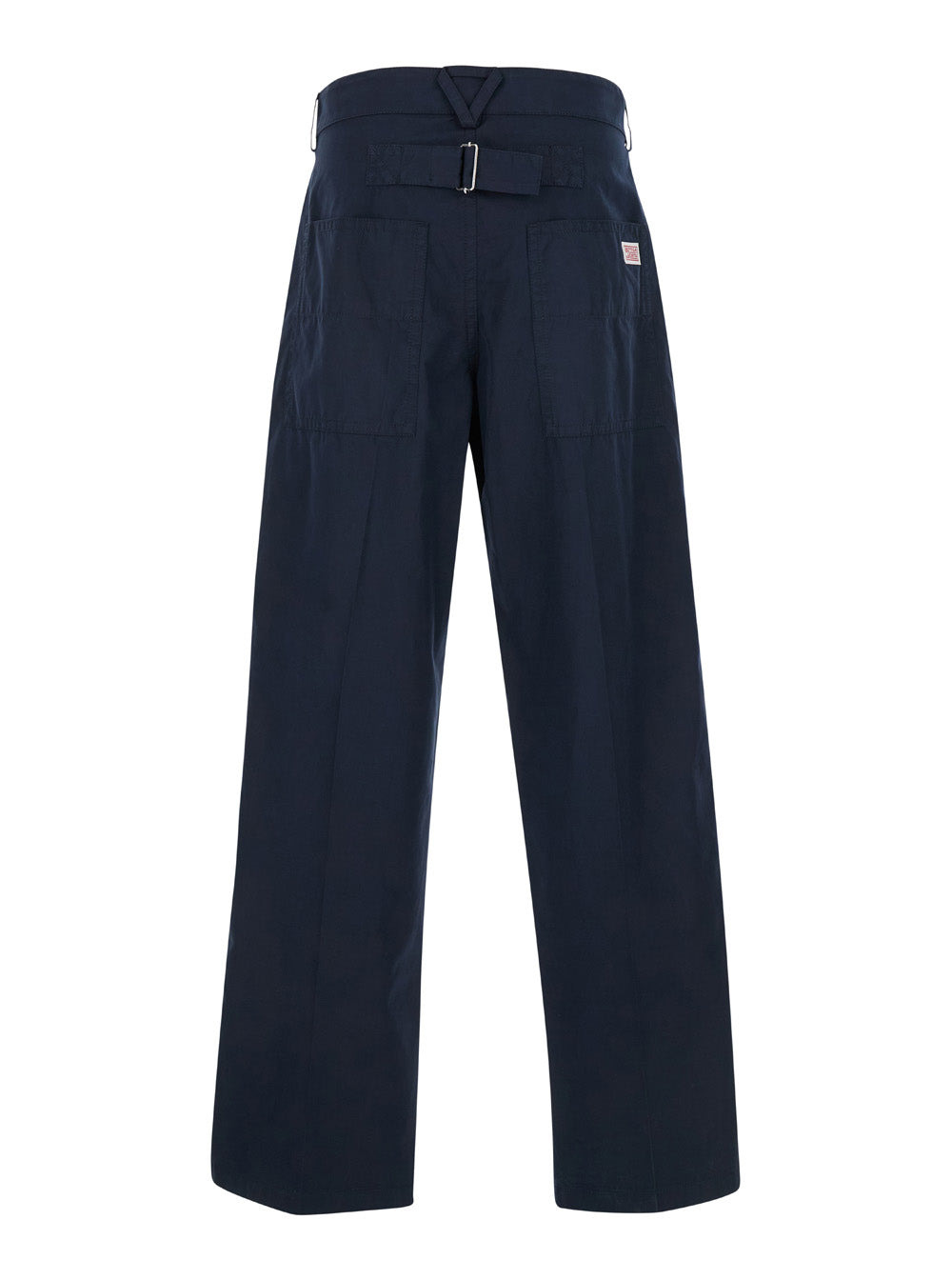 Bottega Veneta Men Blue Straight Leg Pants With Logo Patch In Cotton Man - 2
