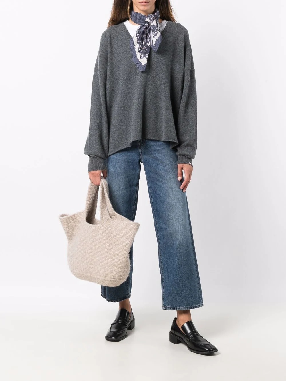 slouchy V-neck cashmere jumper - 3