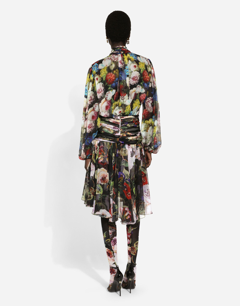 Chiffon shirt with nocturnal flower print 3