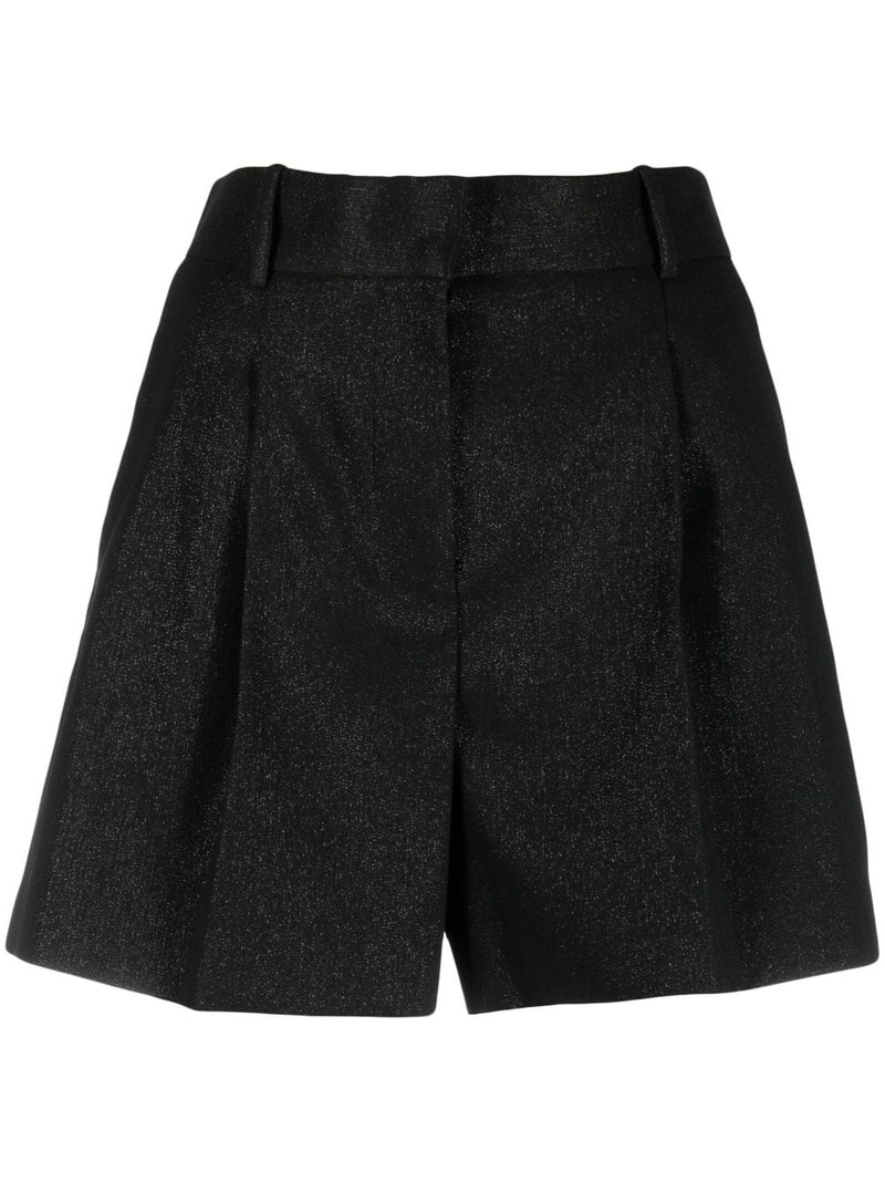 pleat-detail high-waisted shorts 1