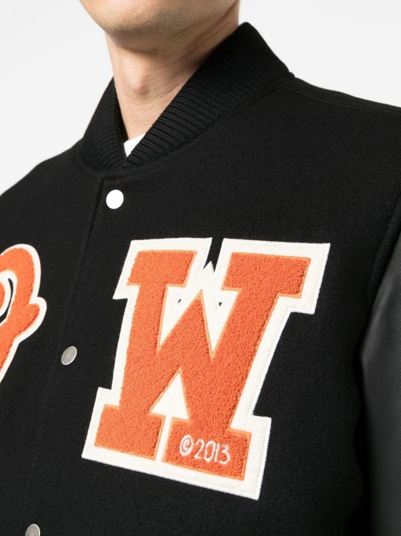 Off-White™️Logic Patch Varsity Jacket in black