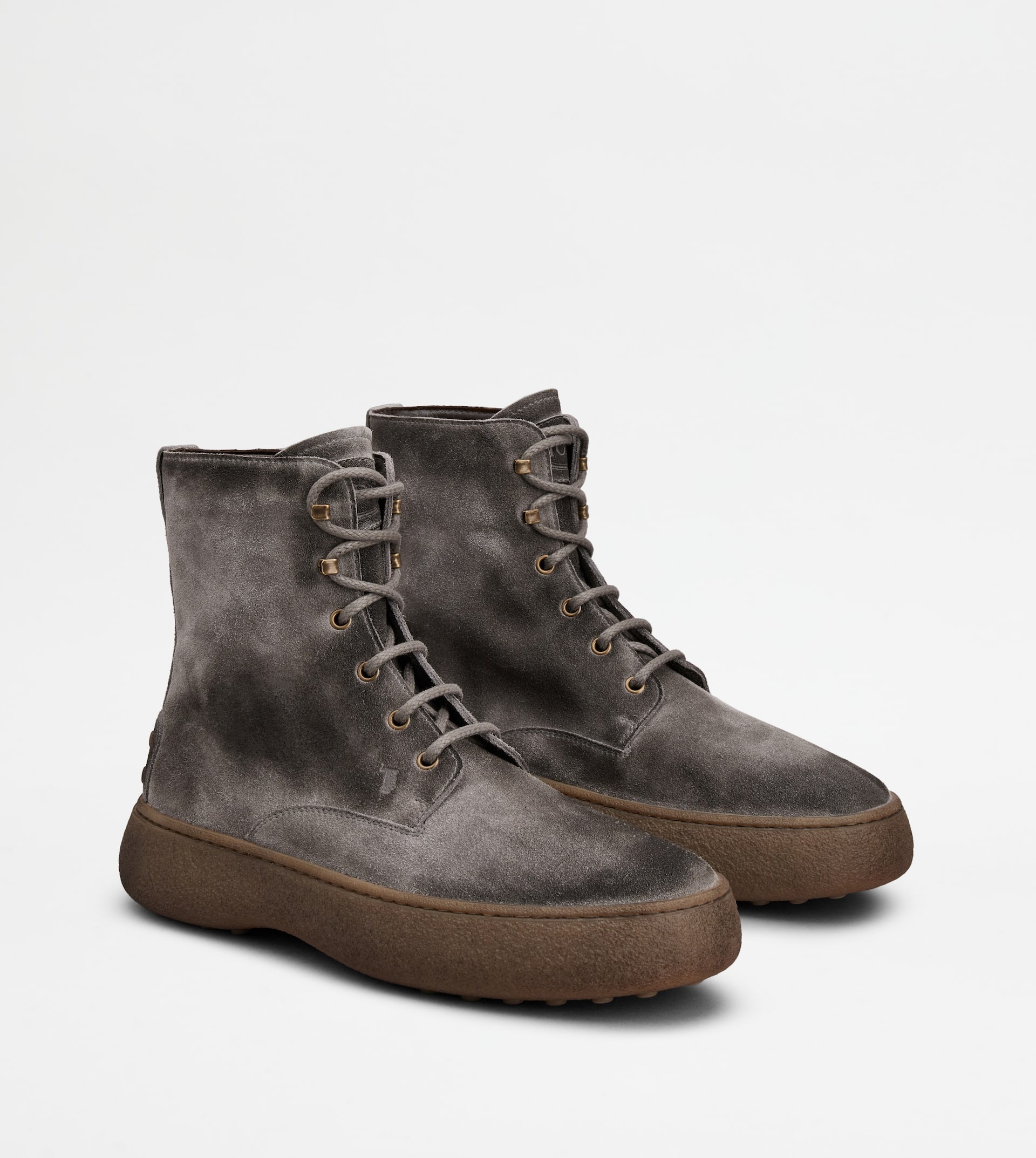 TOD'S W. G. LACE-UP ANKLE BOOTS IN SUEDE - GREY - 4
