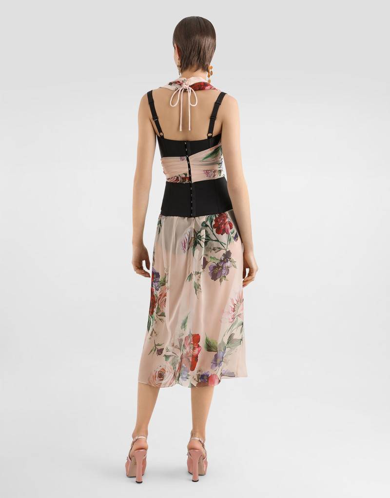 Marquisette and chiffon corset top with floral print 3