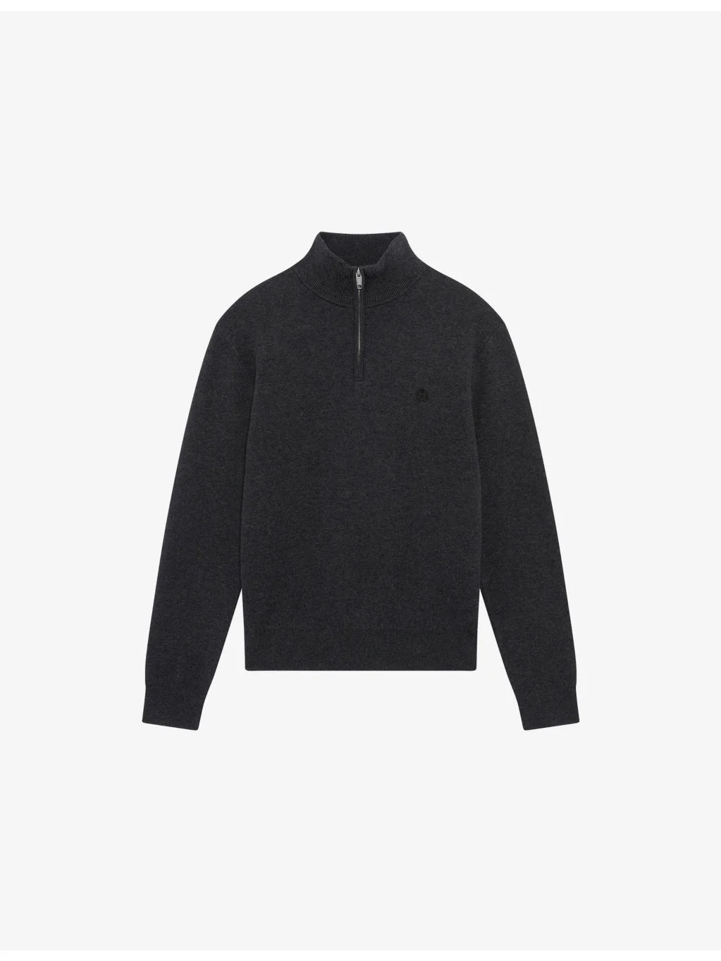 Half-Zip Brand-Embroidered Wool-Blend Sweatshirt - 1