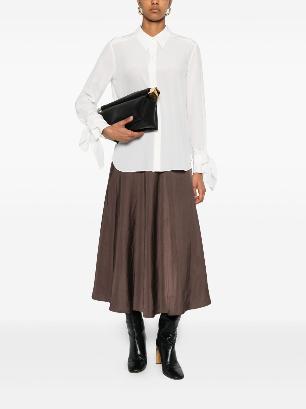 tie-cuff crepe top - 2