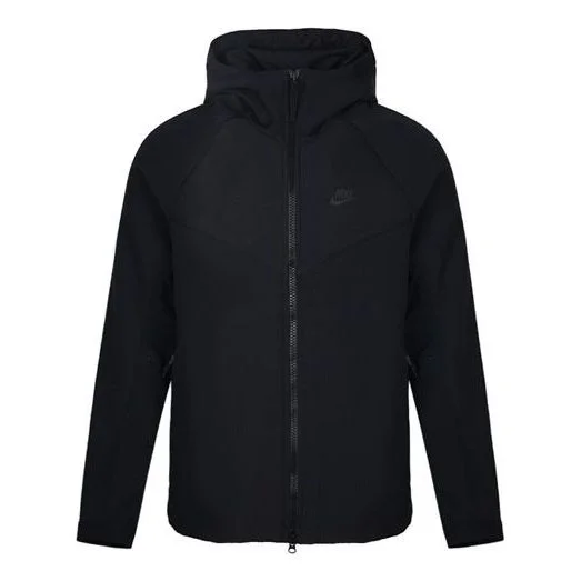 Nike Logo Printing Splicing Hooded Jacket Black 928552-010 - 1