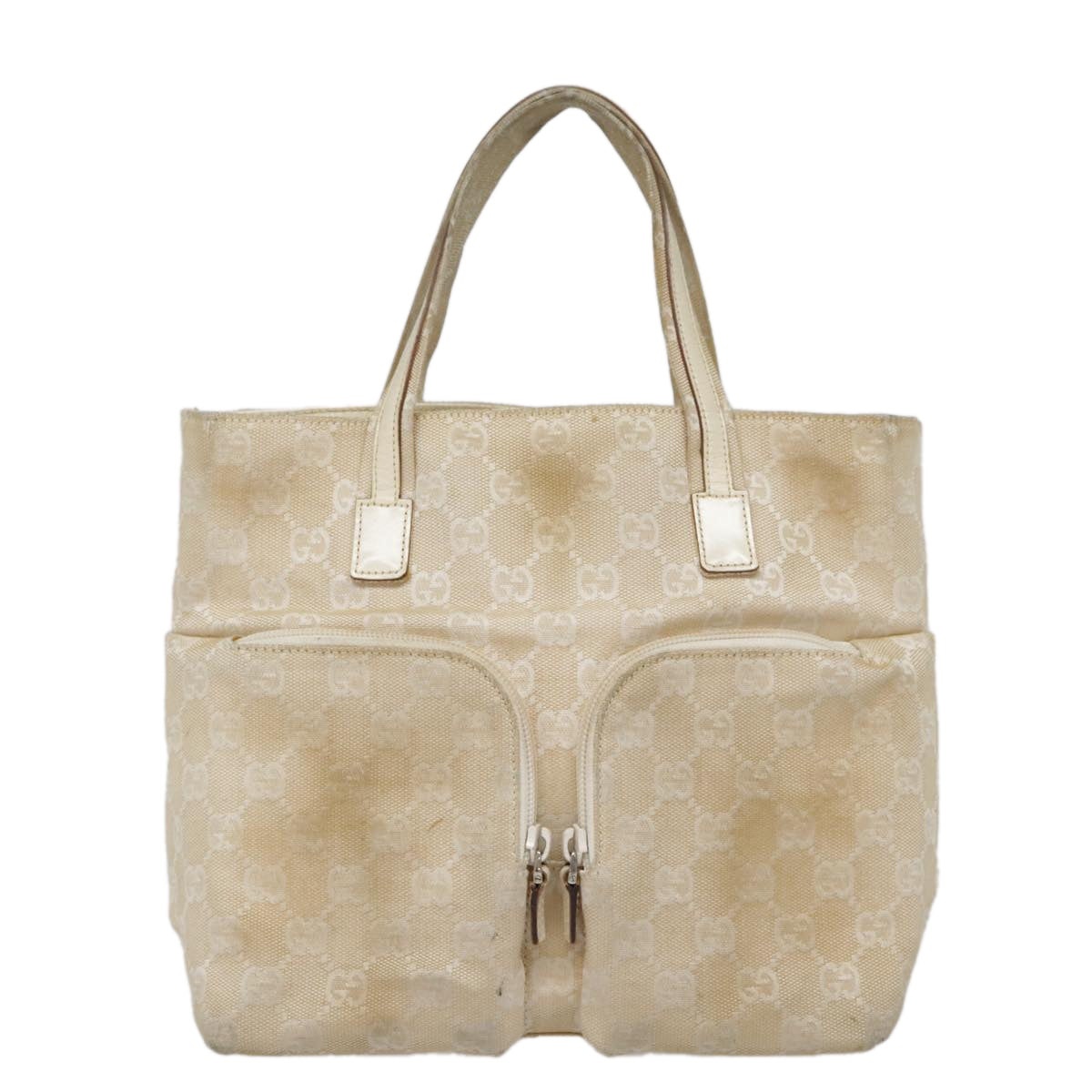 GUCCI GG Canvas Hand Bag Beige Silver 002 002 - 2