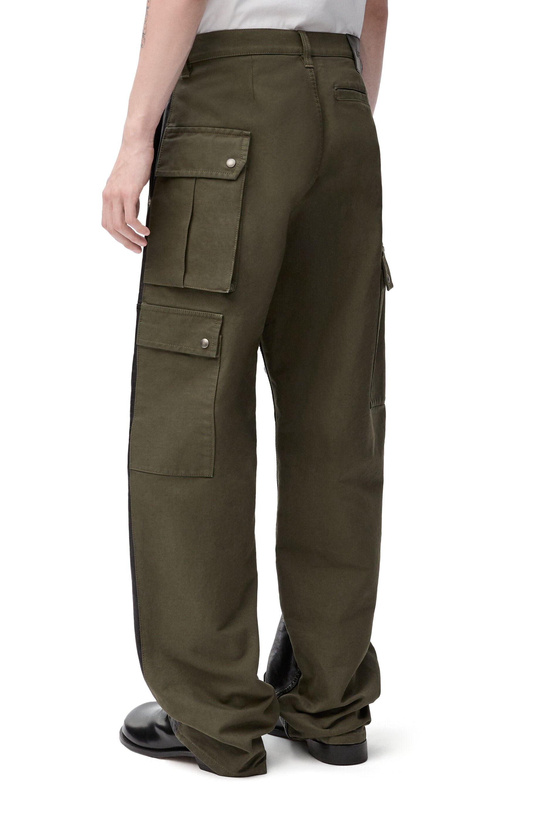 Cargo trousers in nappa calfskin and cotton - 4