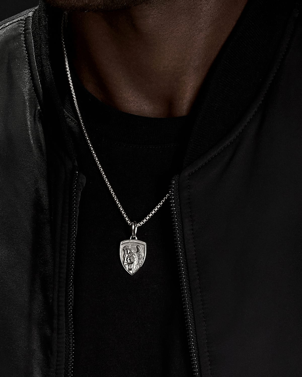 Men's St. Michael Pendant in Silver, 26mm - 2