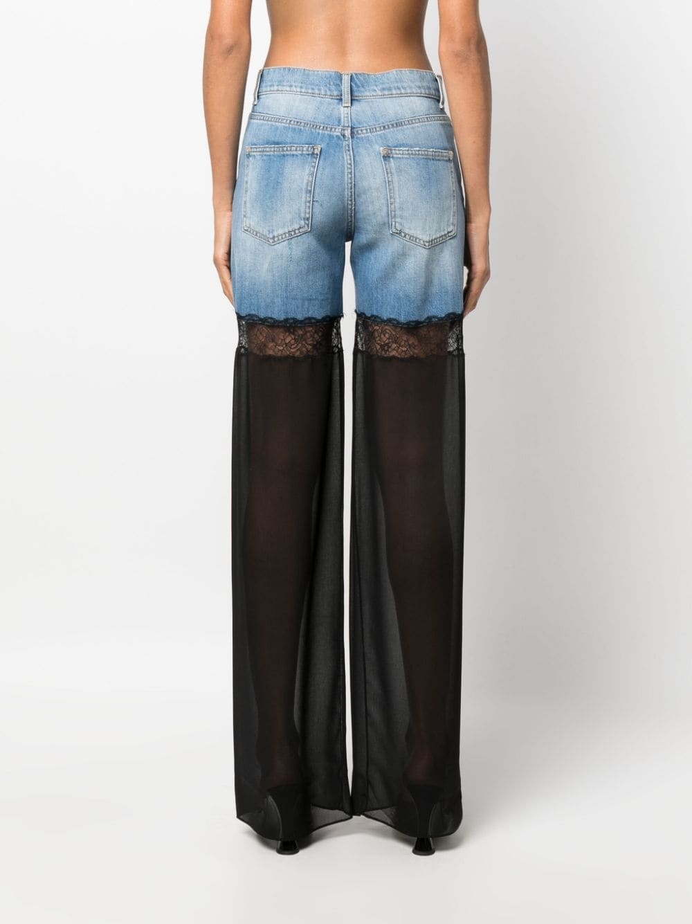 tulle-panel straight-leg jeans - 4