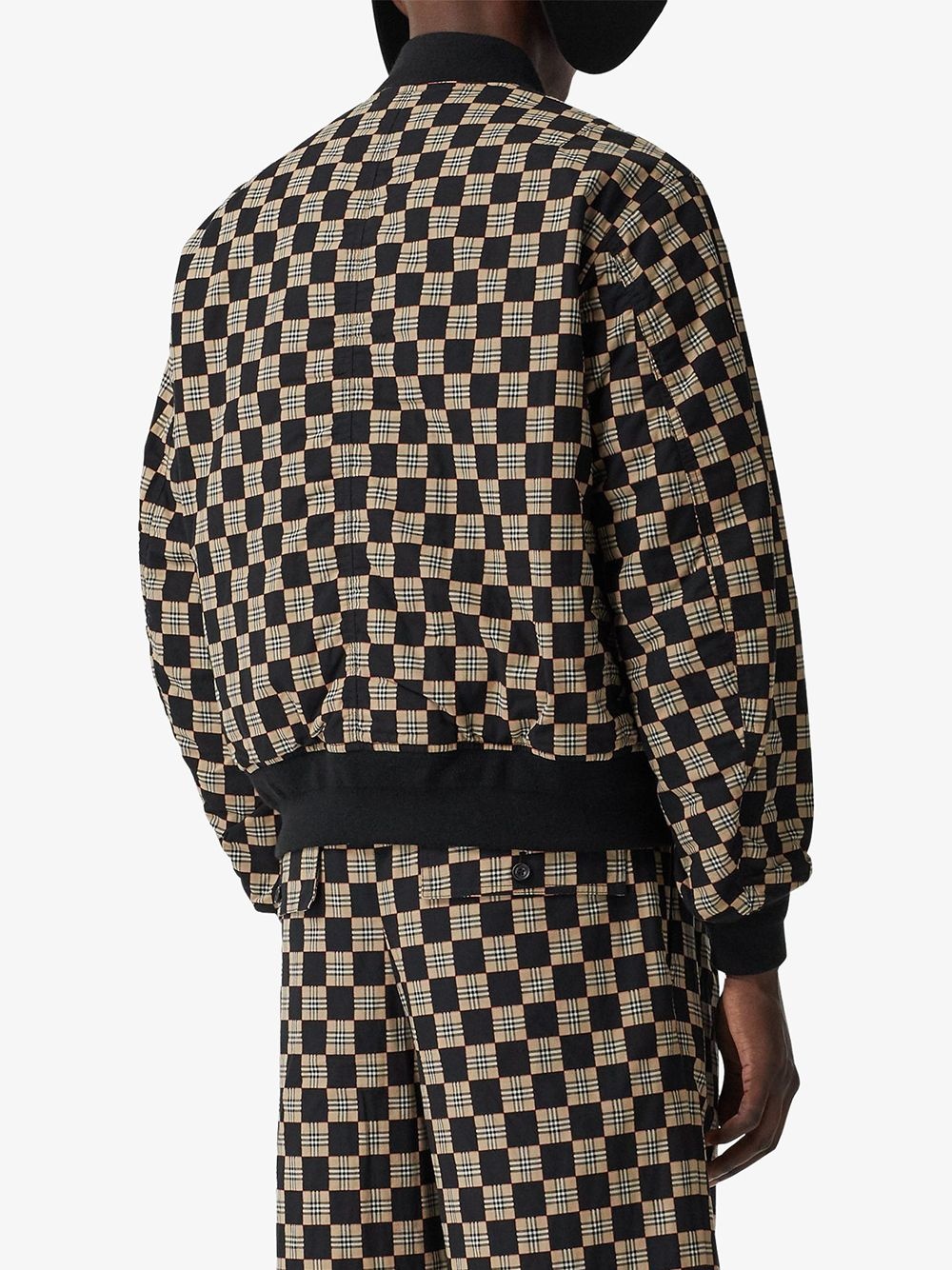 chequer cotton bomber jacket - 4