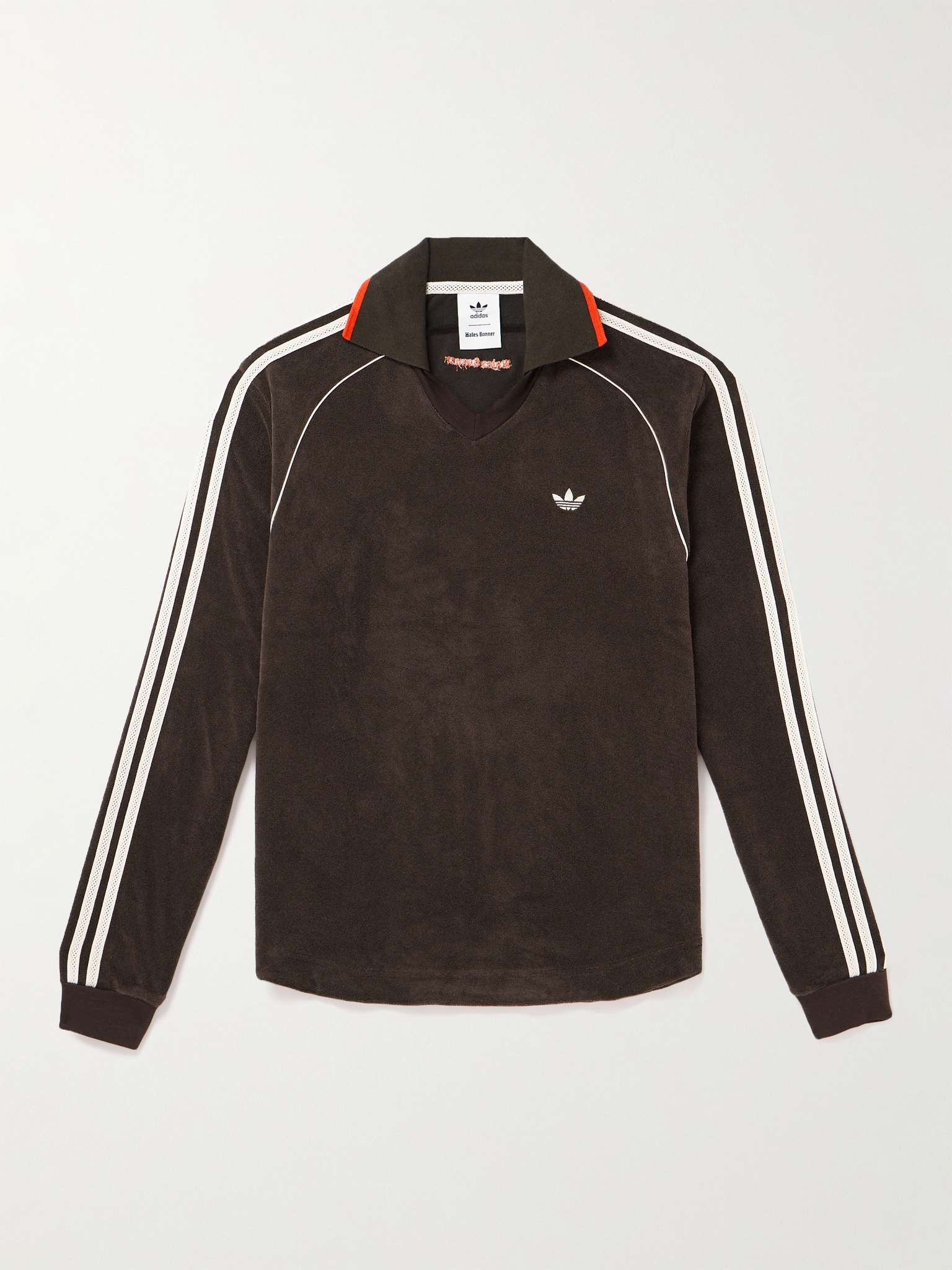 + Wales Bonner Logo-Embroidered Striped Cotton-Blend Fleece Sweatshirt - 1