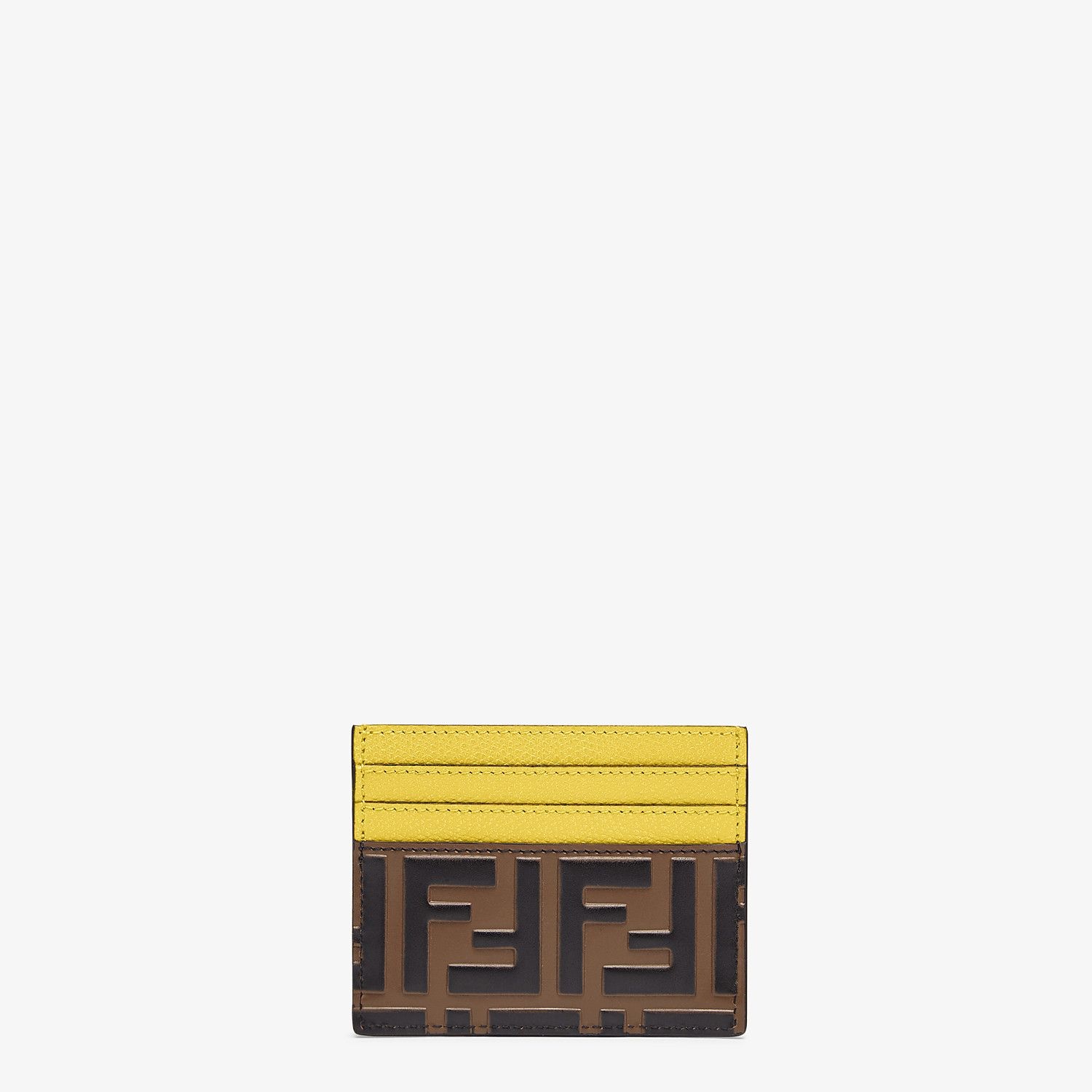 Yellow leather flat card holder - 1