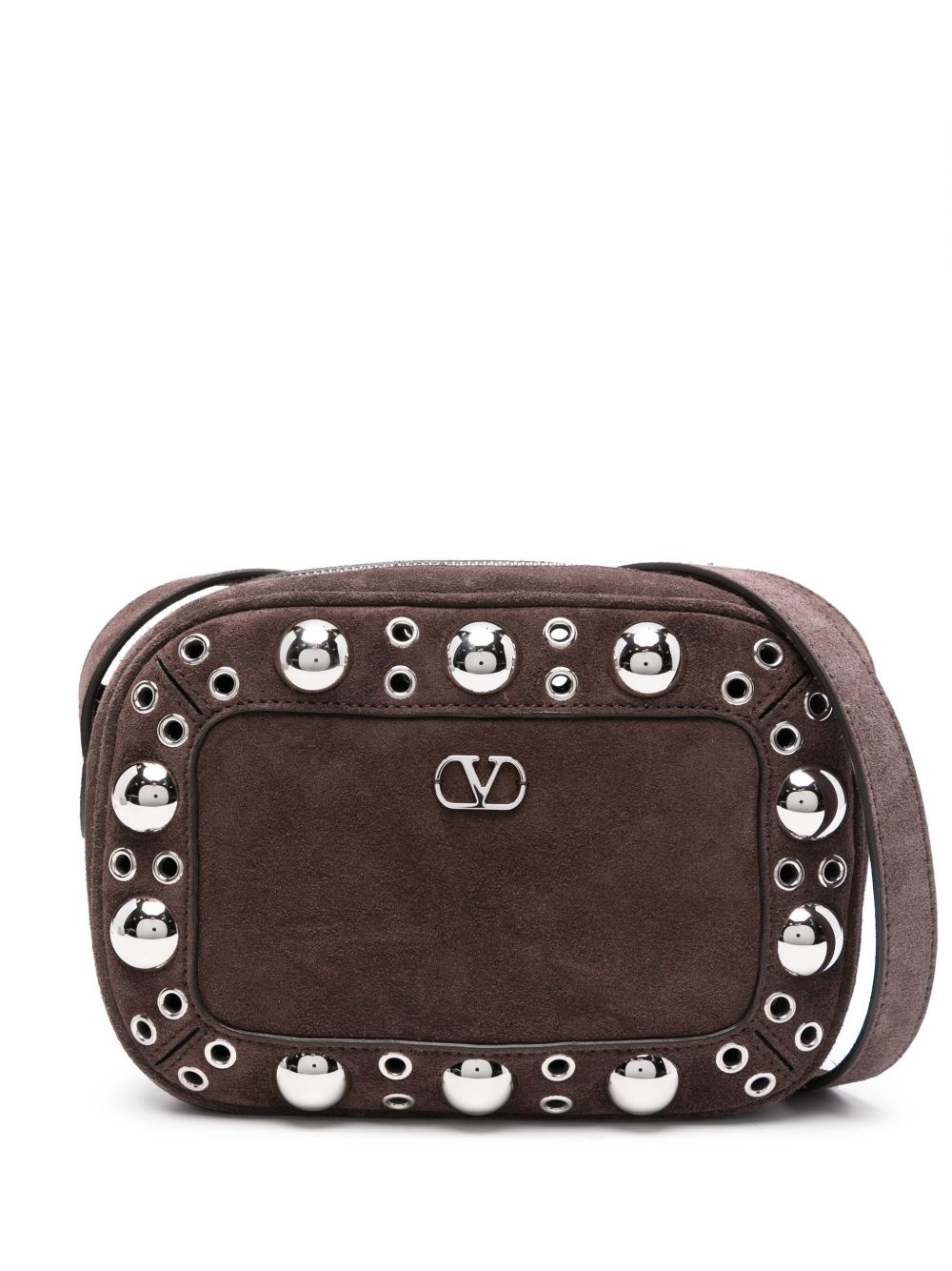 Nellcote eyelet-embellished suede shoulder bag - 1