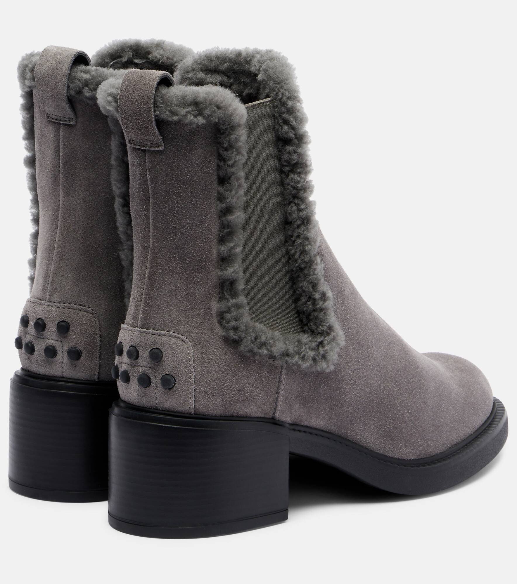 60 shearling-trimmed suede ankle boots - 2