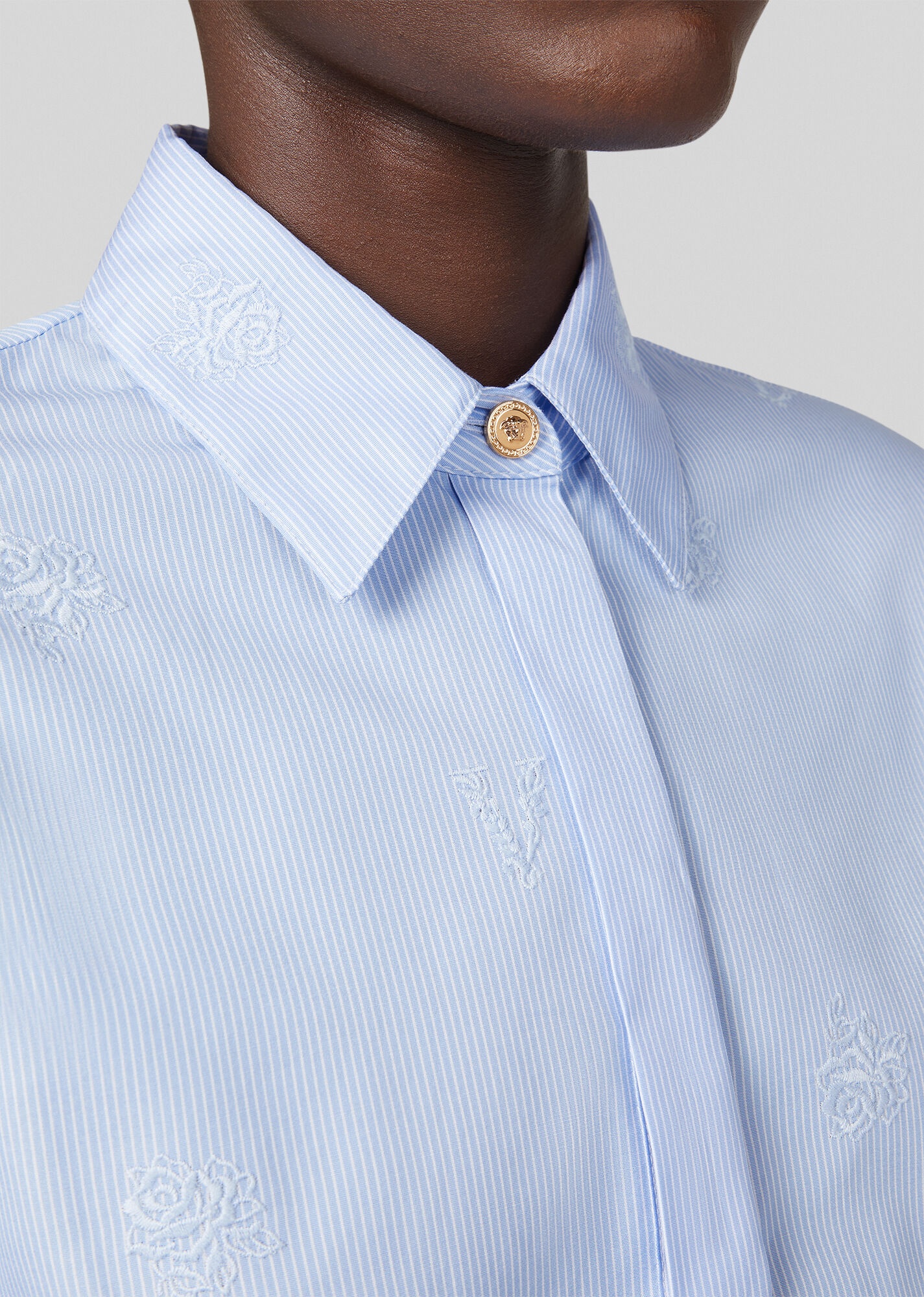 Embroidered Rose Cotton Poplin Shirt - 5