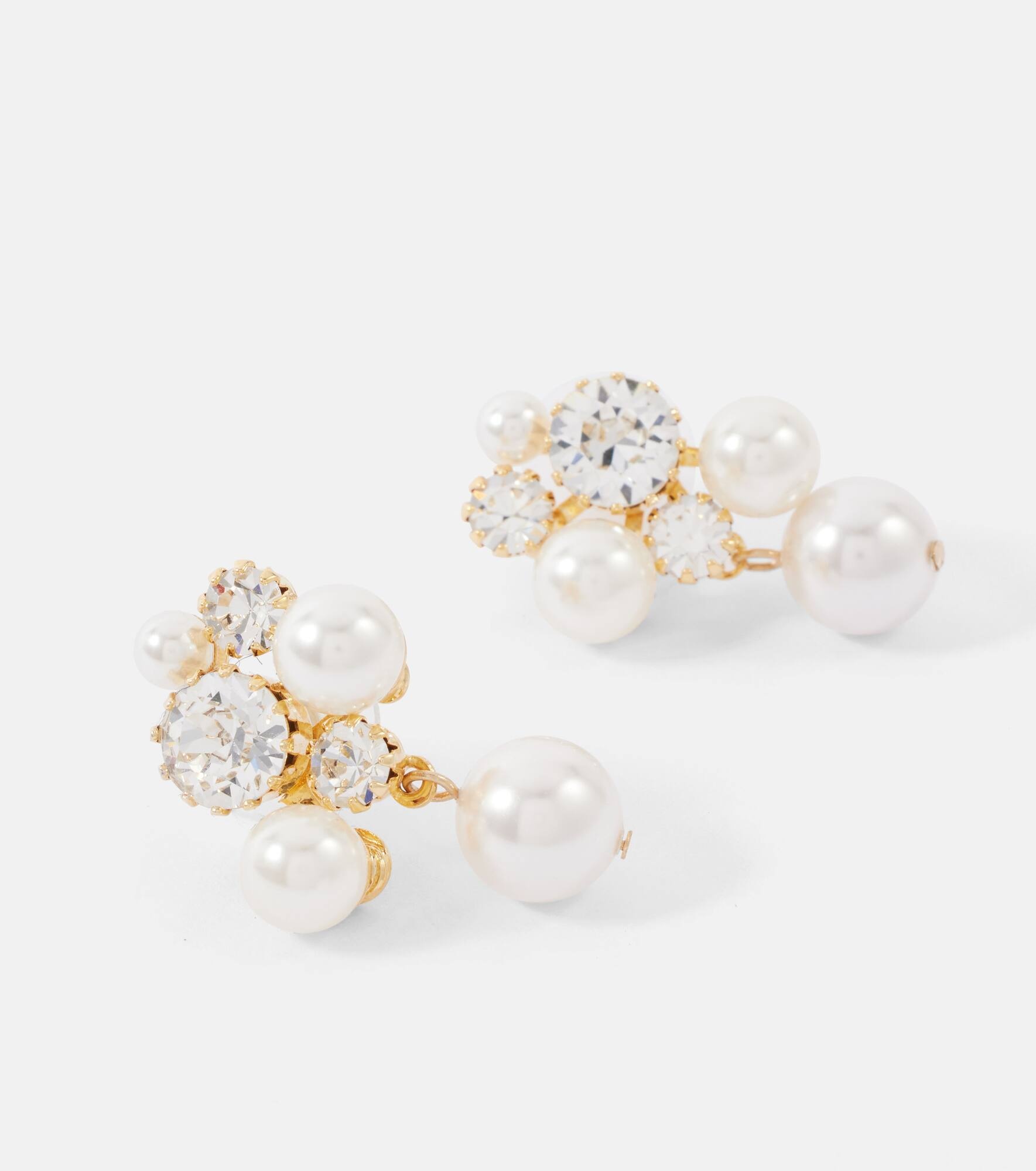 Bristol crystal-embellished faux pearls gold-plated stud earrings - 4