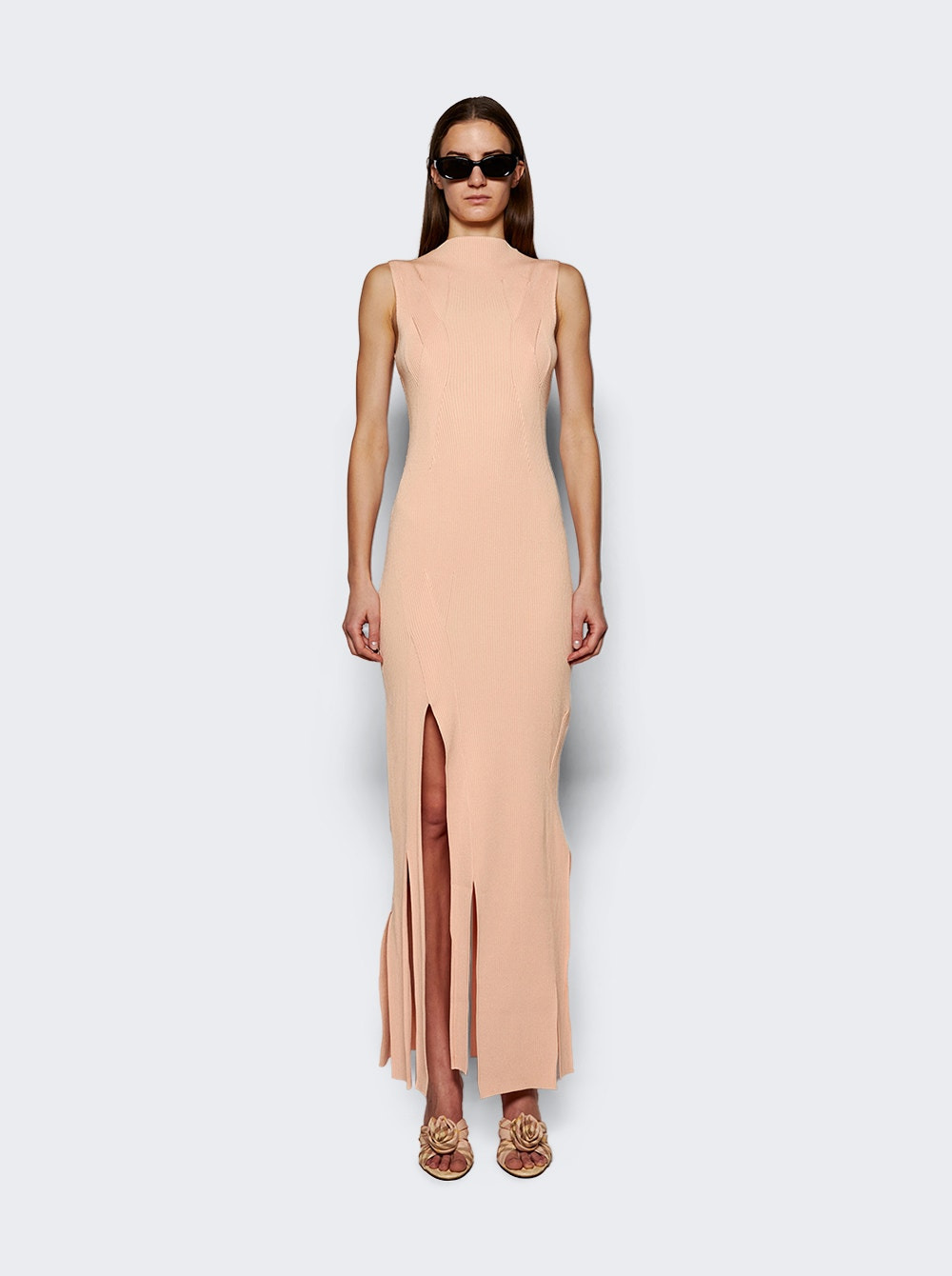 Plait Detail Sleeveless Dress Pale Peach - 3