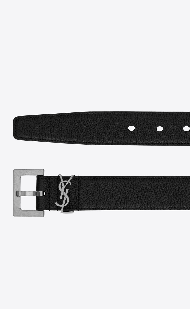 SAINT LAURENT cassandre belt in grained leather outlook