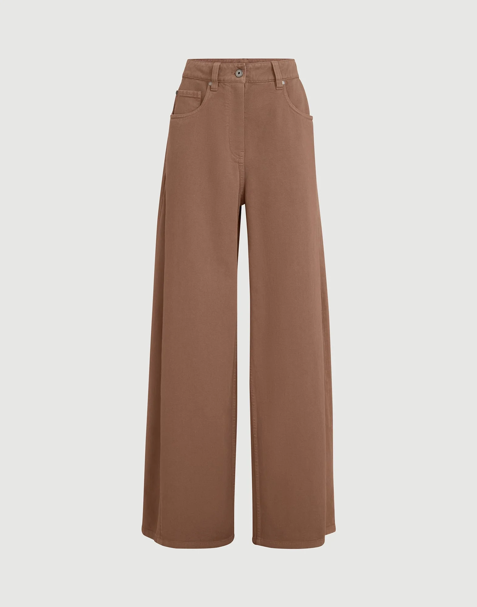 Dyed denim wide trousers with monili - 1