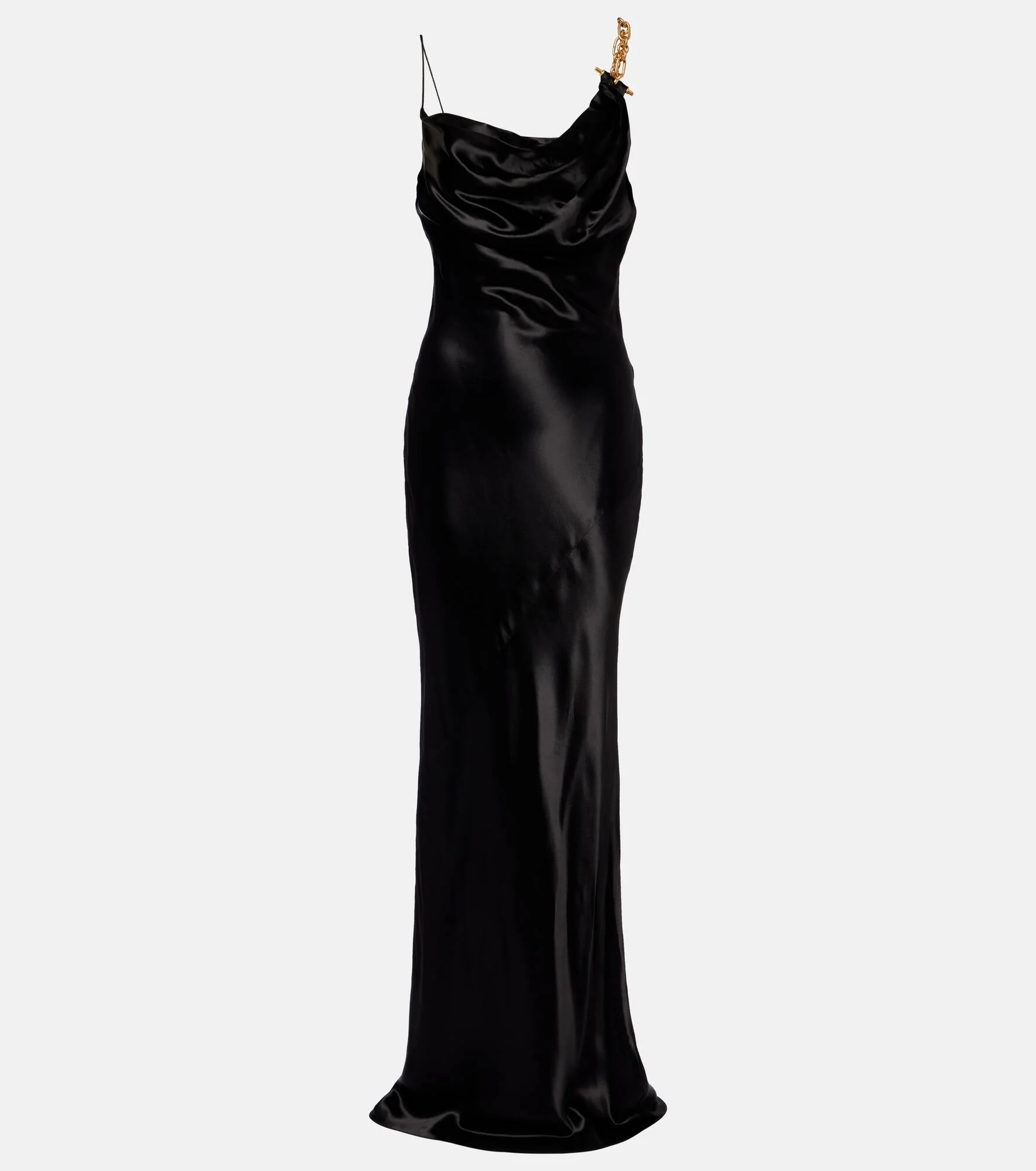 Chain-detail draped satin gown - 1