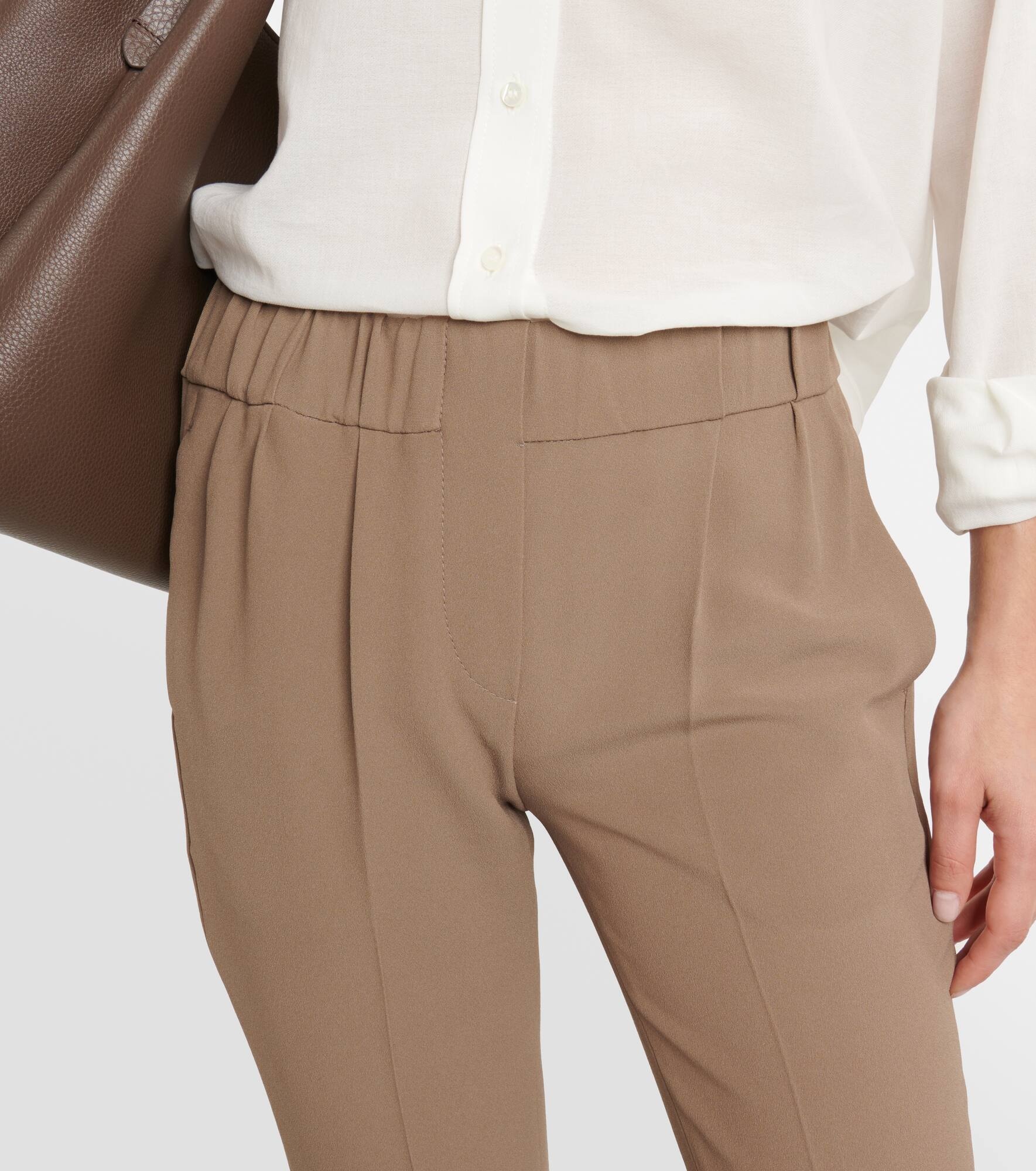 Crêpe low-rise slim pants - 8