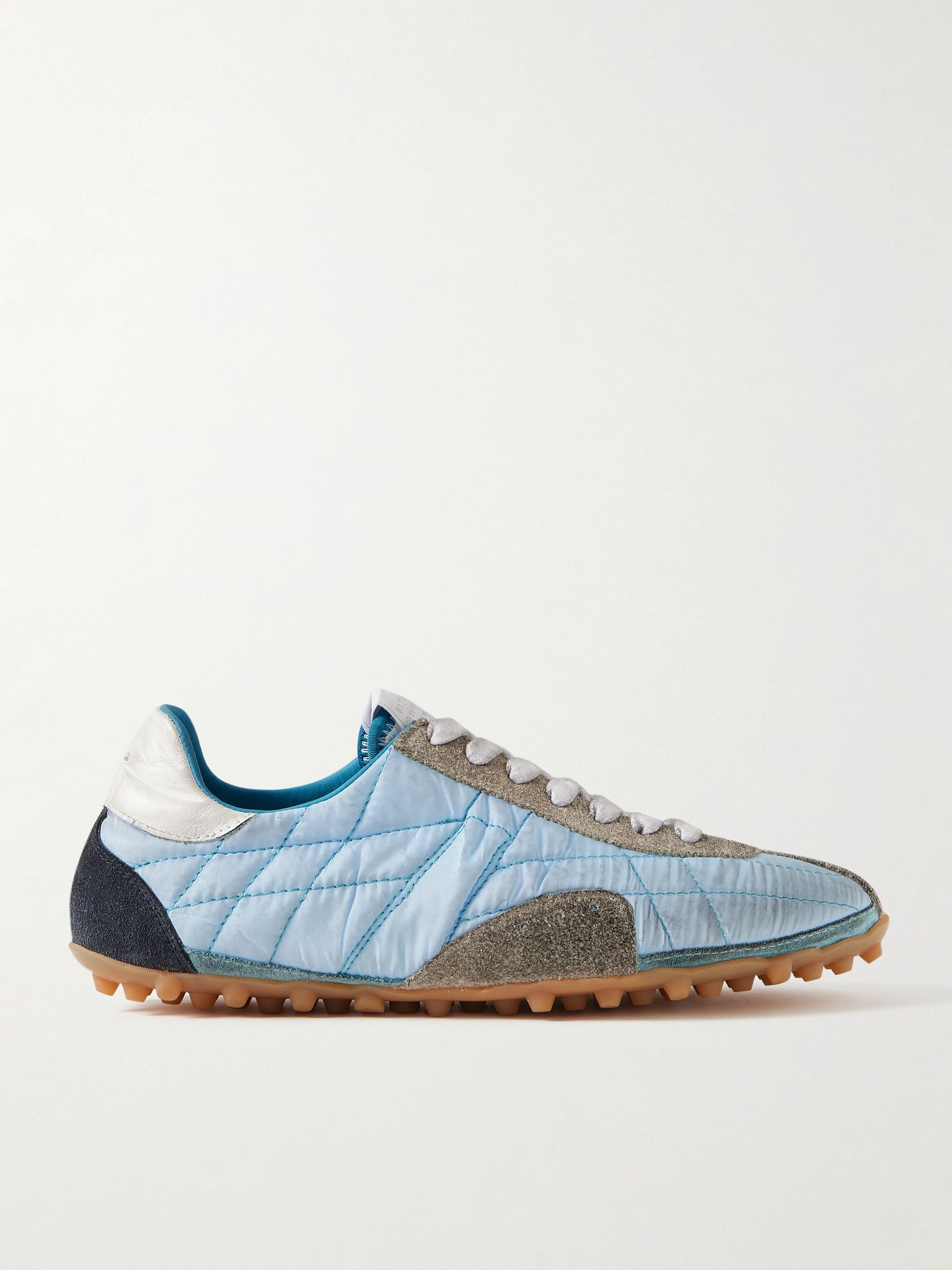 Sprinter leather and brushed suede-trimmed shell sneakers Blue - 1