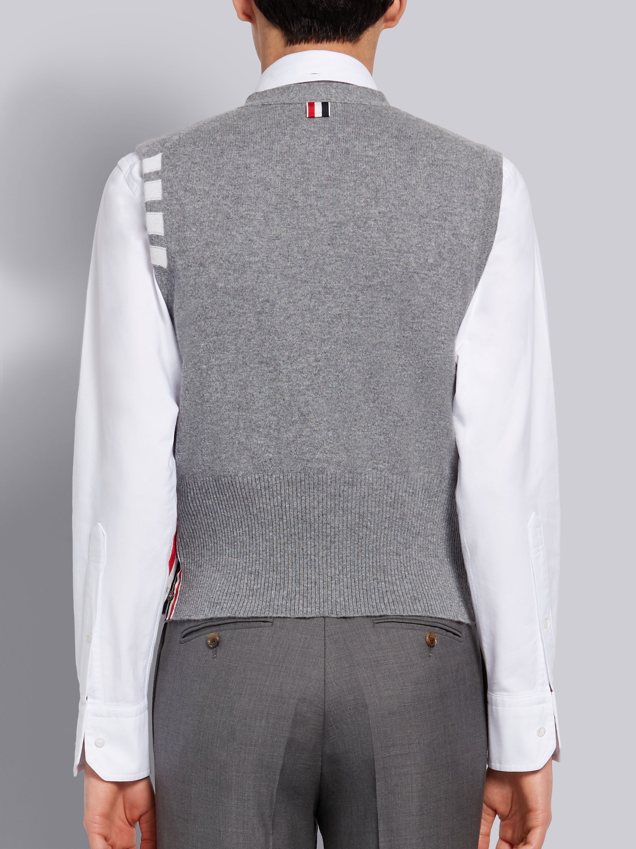 Light Grey Cashmere Cardigan 4-Bar Vest - 3